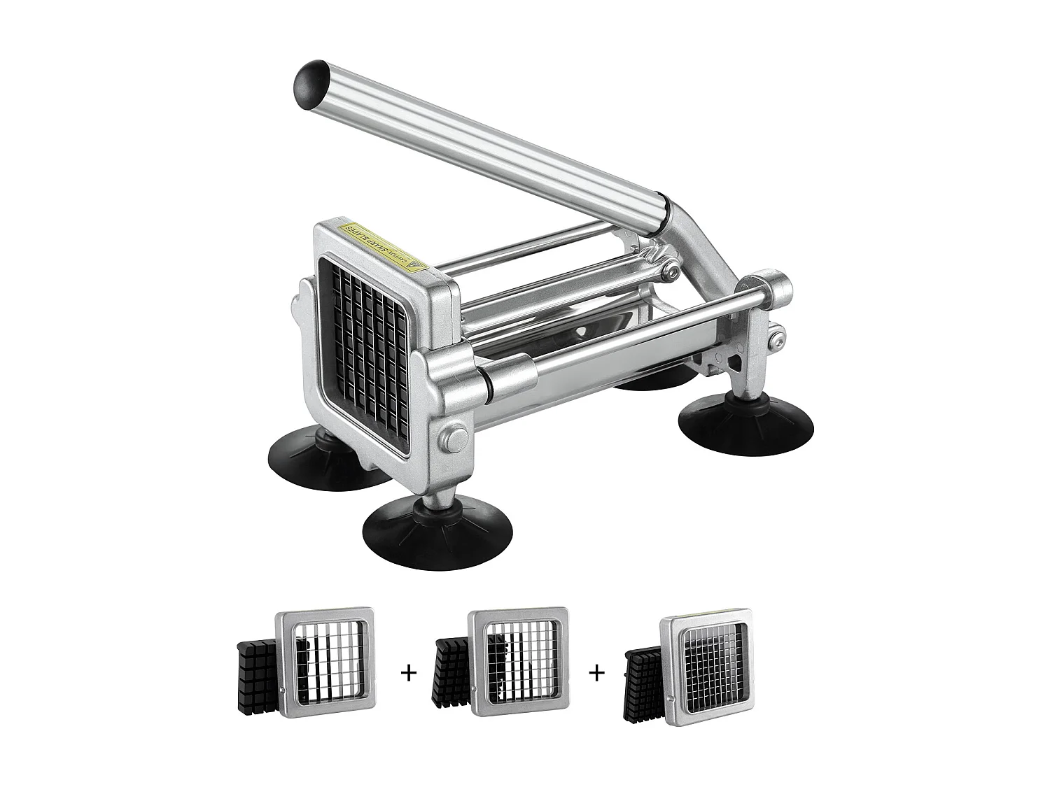 Coupe-frites et Légumes, SucceBuy Coupe-frites, Hachoir à Pommes de Terre et Légumes en Acier Inoxydable avec 3 Lames