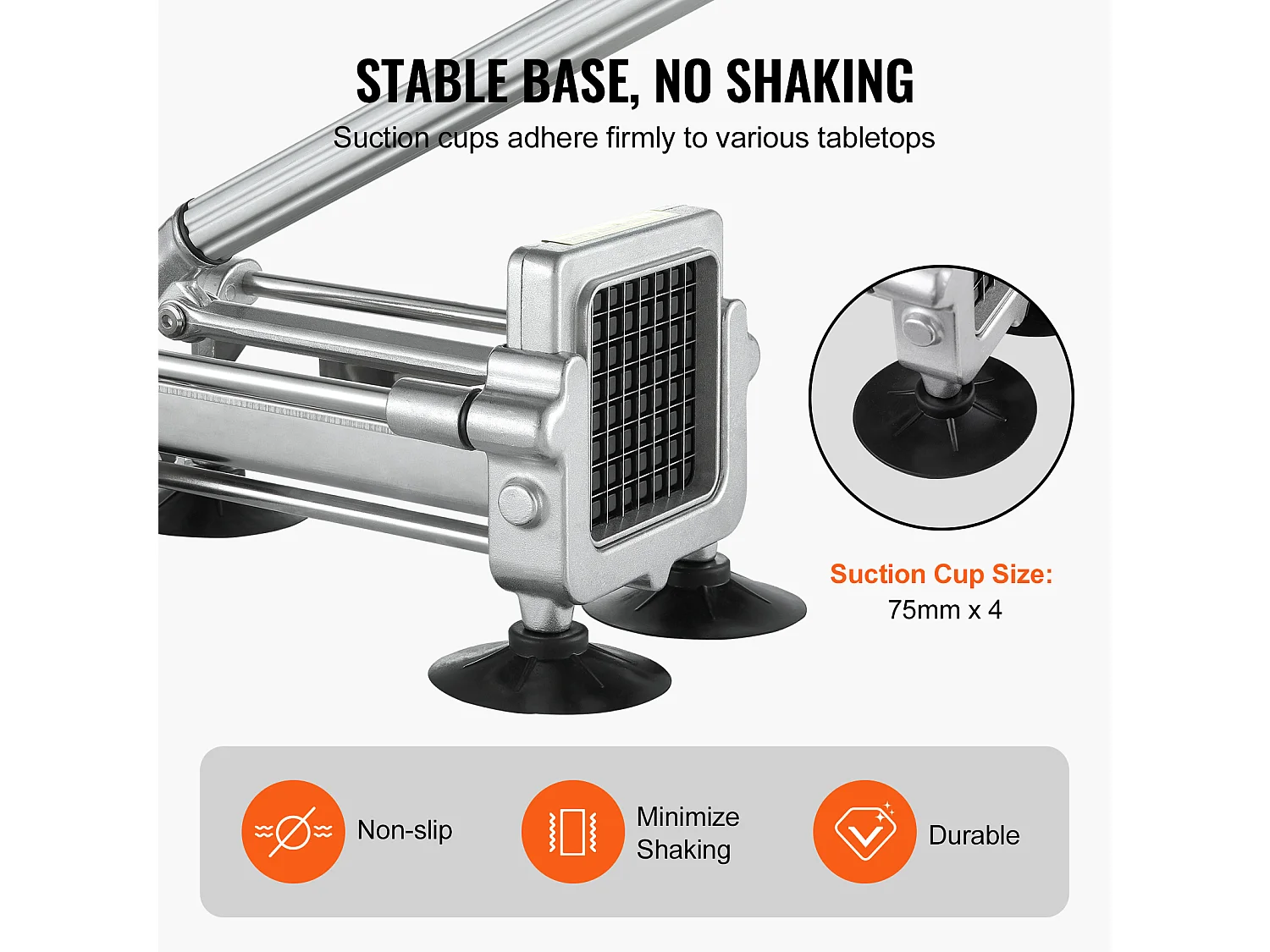 Coupe-frites et Légumes, SucceBuy Coupe-frites, Hachoir à Pommes de Terre et Légumes en Acier Inoxydable avec 3 Lames