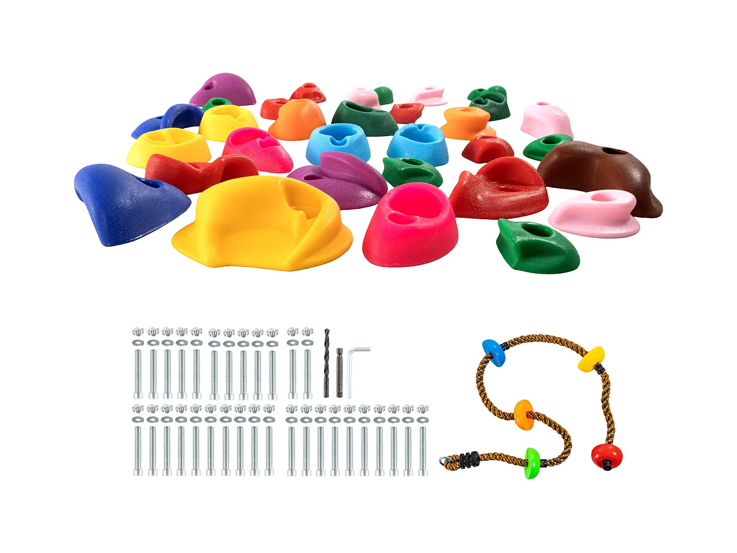 Presas de Escalada SucceBuy, 32 con Cuerda de Colores y Material de Montaje