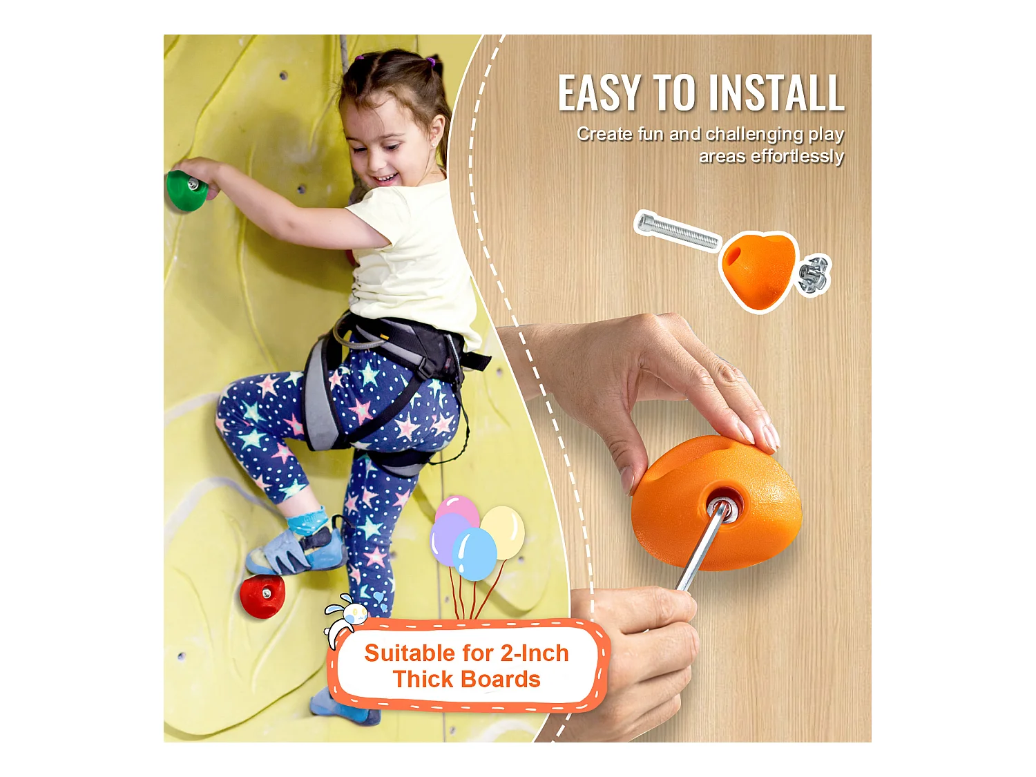 Presas de Escalada SucceBuy, 32 con Cuerda de Colores y Material de Montaje