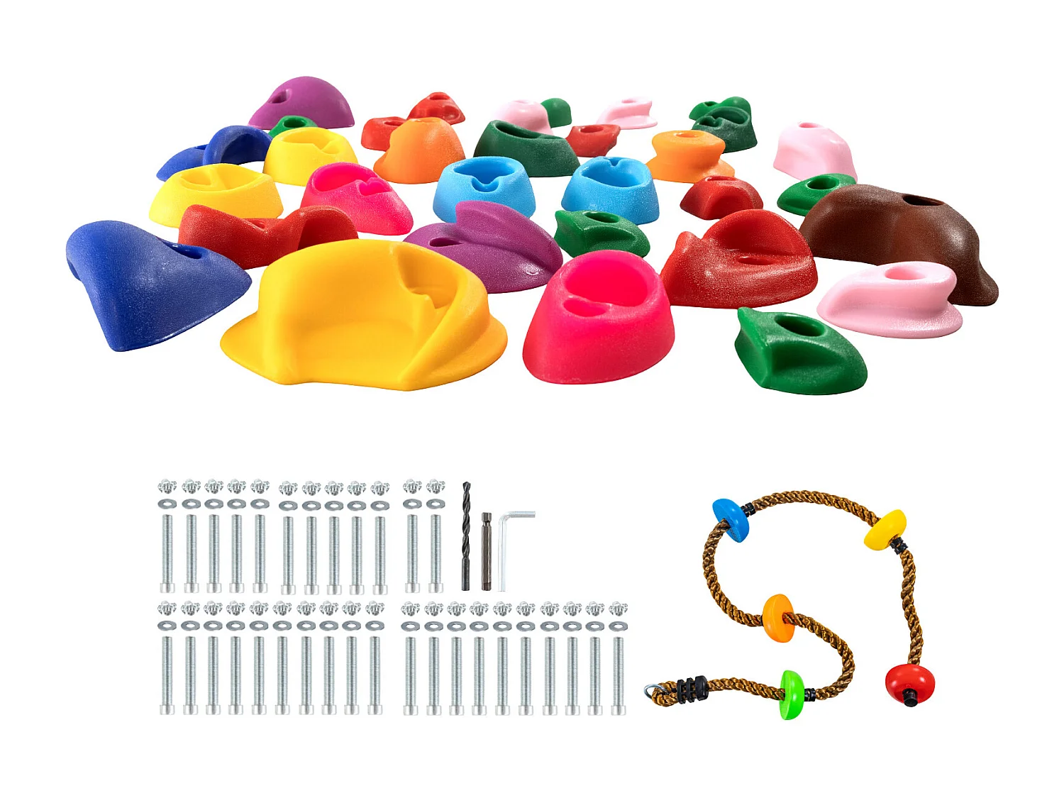 Presas de Escalada SucceBuy, 32 con Cuerda de Colores y Material de Montaje