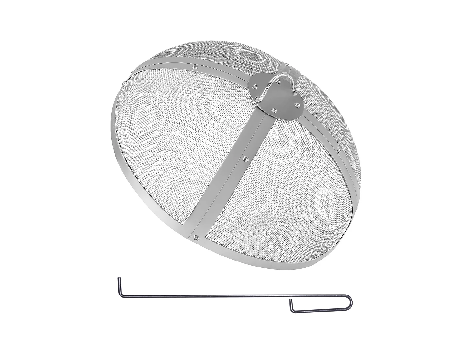 Couvercle de Protection SucceBuy de 69cm pour Foyer à Bois, Couvercle en Acier Inoxydable, Couvercle de Foyer Extérieur avec Écran Supérieur à Ouverture Facile