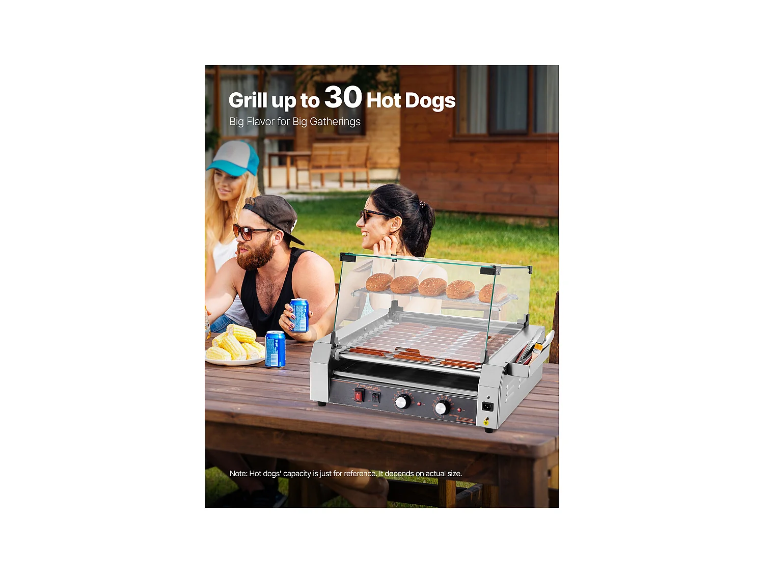 Machine à Hot-Dogs Commerciale SucceBuy, avec 11 Rouleaux et Étagère Amovible, Grille en Acier Inoxydable, Contrôle de Température Indépendant