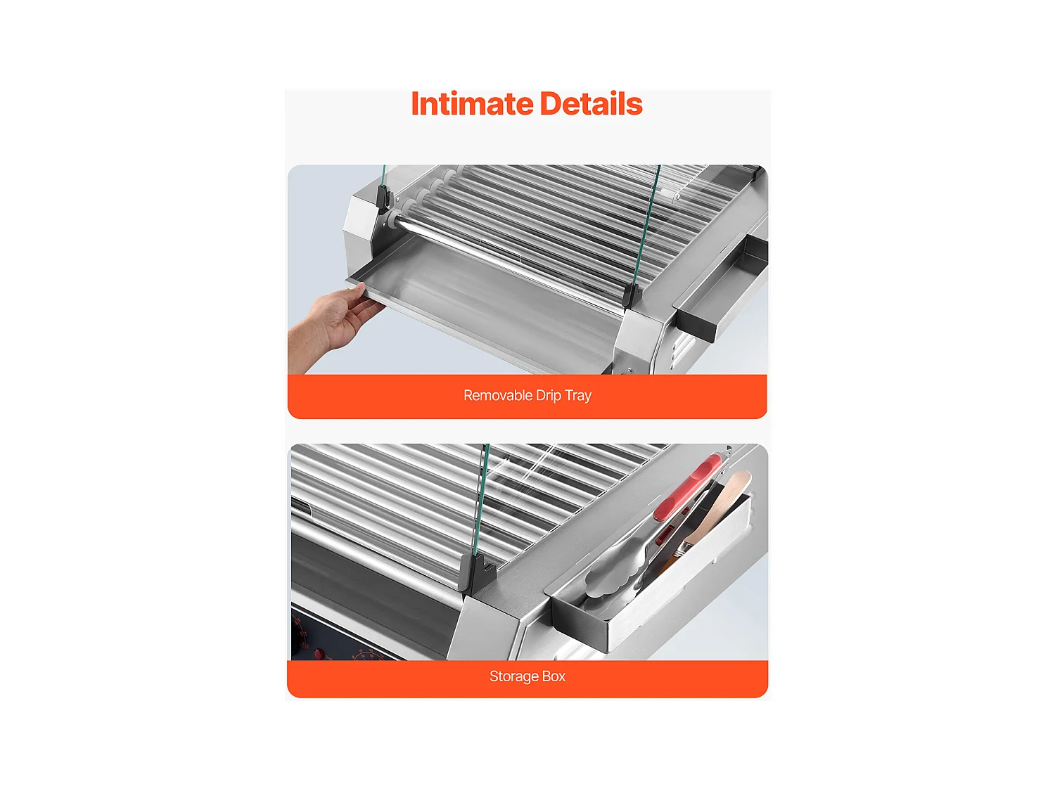 Machine à Hot-Dogs Commerciale SucceBuy, avec 11 Rouleaux et Étagère Amovible, Grille en Acier Inoxydable, Contrôle de Température Indépendant