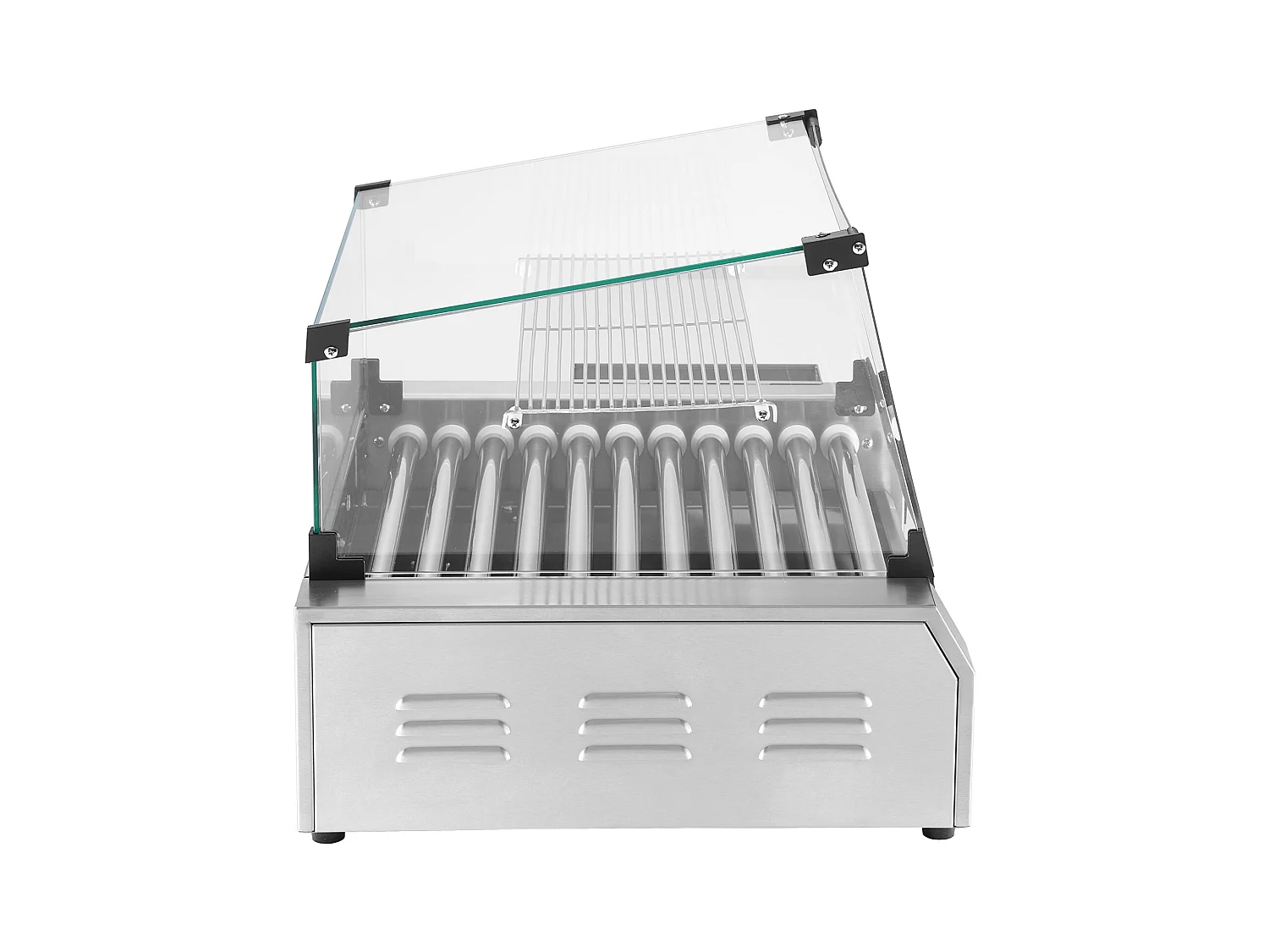 Machine à Hot-Dogs Commerciale SucceBuy, avec 11 Rouleaux et Étagère Amovible, Grille en Acier Inoxydable, Contrôle de Température Indépendant