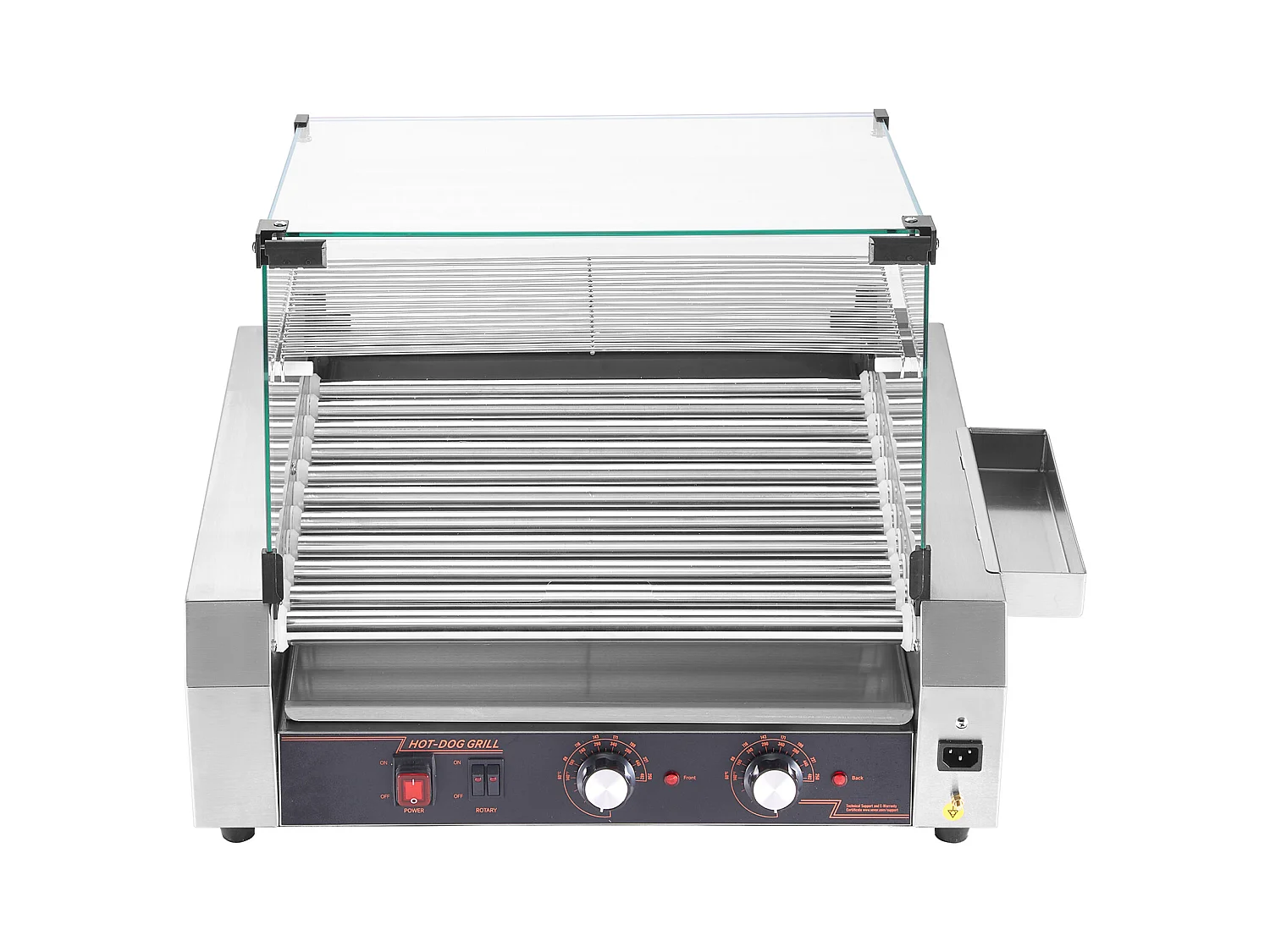 Commerciële Hotdogmachine SucceBuy , met 11 Rollen en Verwijderbare Plank, Roestvrijstalen Rooster, Onafhankelijke Temperatuurregeling