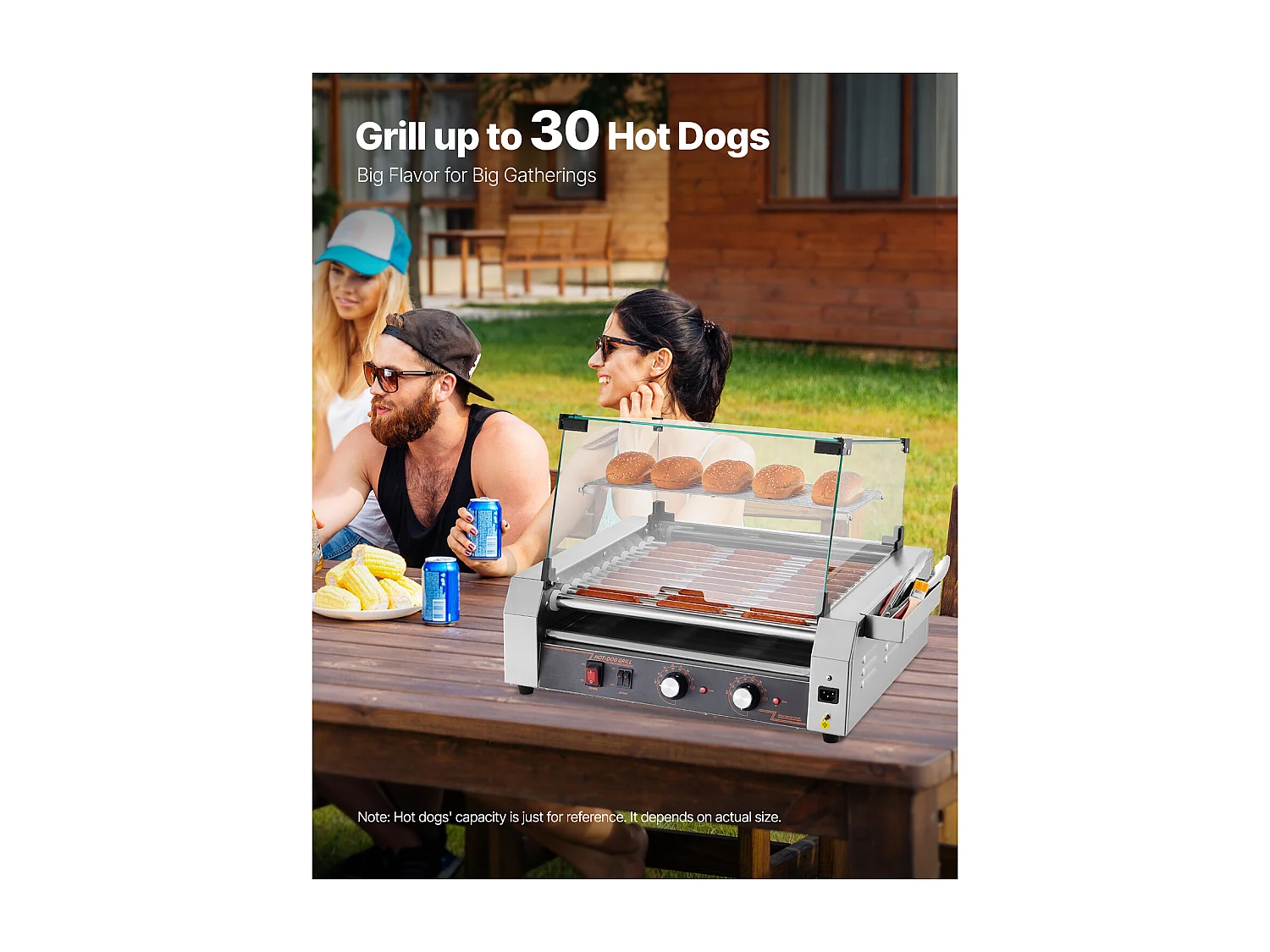 Machine à Hot-Dogs Commerciale SucceBuy, avec 11 Rouleaux et Étagère Amovible, Grille en Acier Inoxydable, Contrôle de Température Indépendant