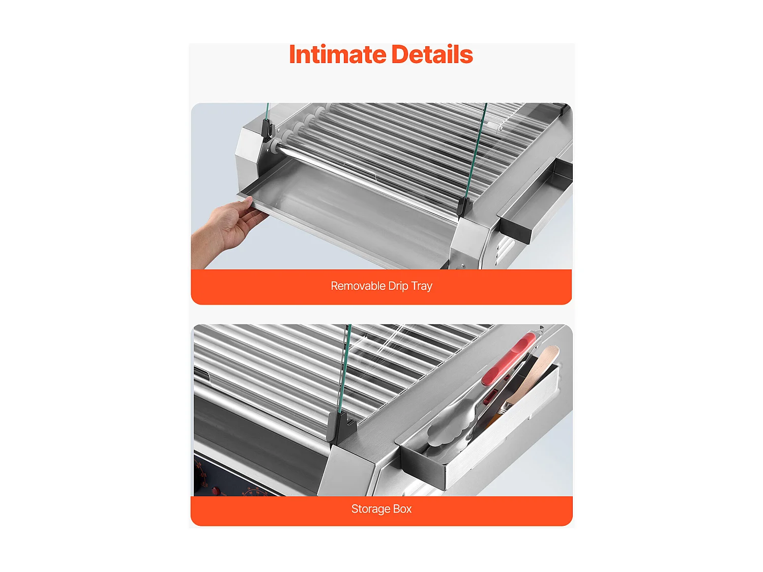 Machine à Hot-Dogs Commerciale SucceBuy, avec 11 Rouleaux et Étagère Amovible, Grille en Acier Inoxydable, Contrôle de Température Indépendant