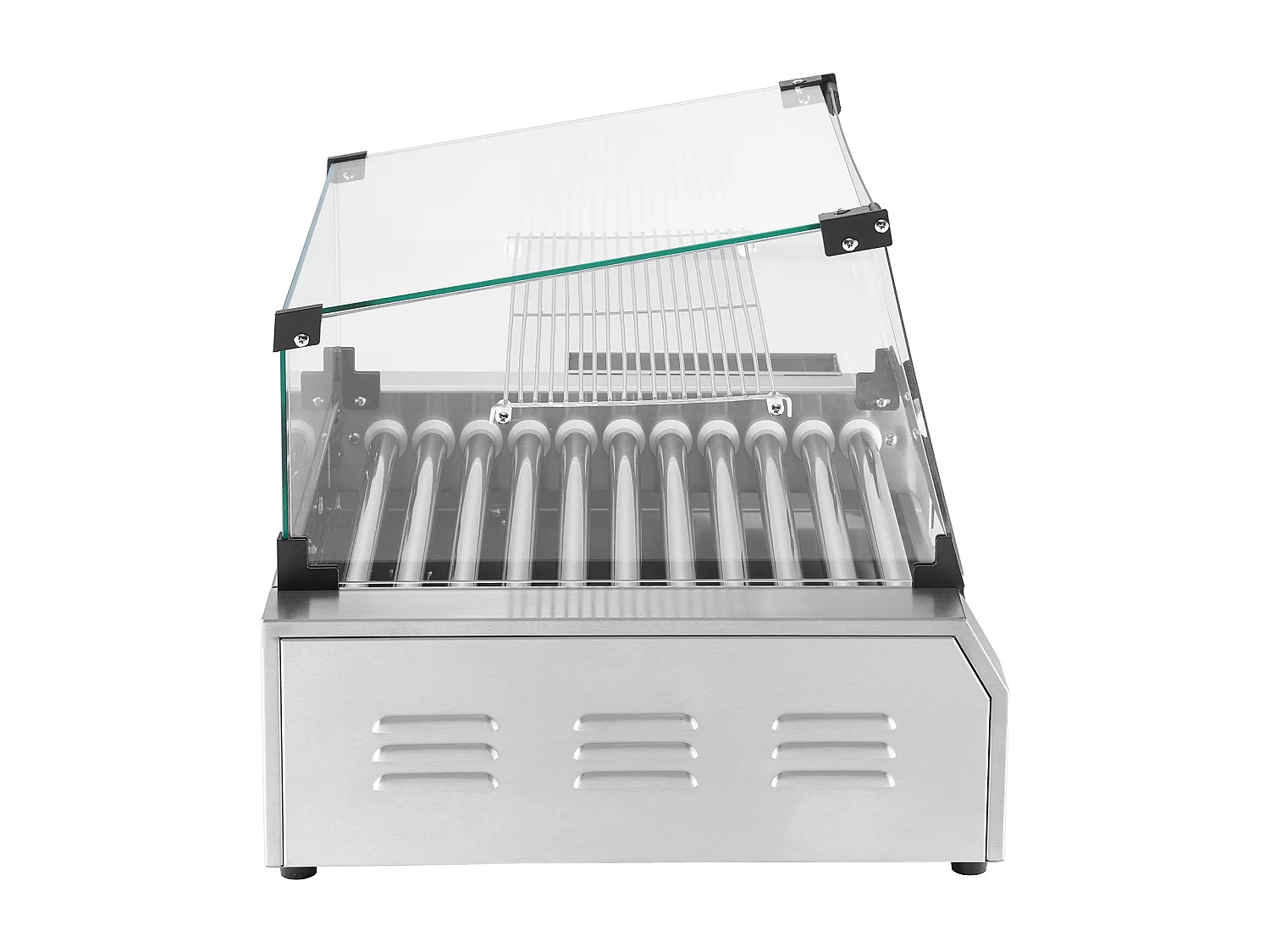 Machine à Hot-Dogs Commerciale SucceBuy, avec 11 Rouleaux et Étagère Amovible, Grille en Acier Inoxydable, Contrôle de Température Indépendant