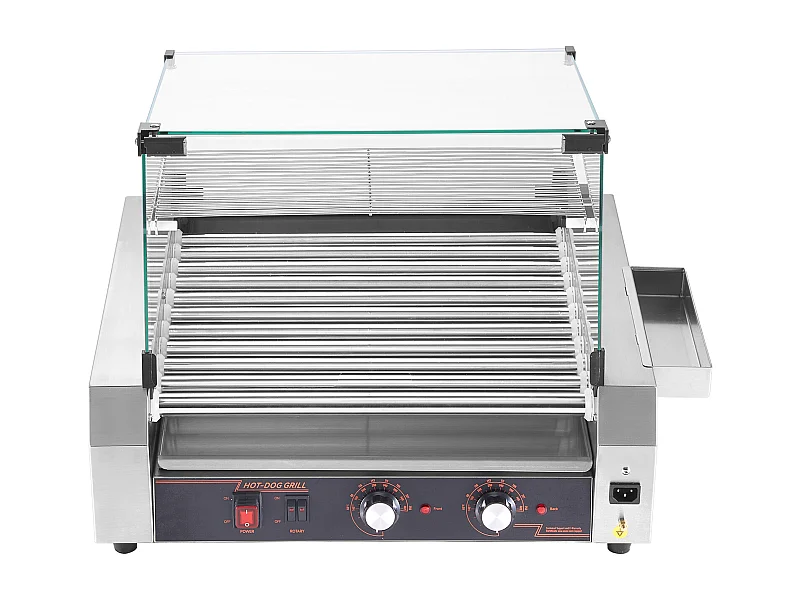 Commerciële Hotdogmachine SucceBuy , met 11 Rollen en Verwijderbare Plank, Roestvrijstalen Rooster, Onafhankelijke Temperatuurregeling
