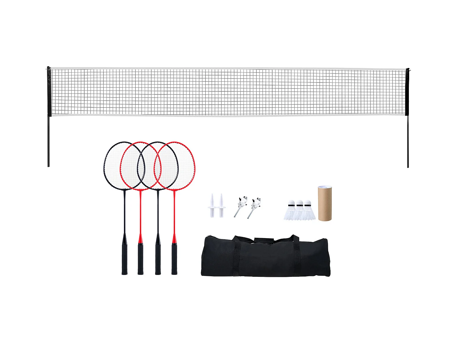 Filet de Badminton SucceBuy, Set Filet de Badminton Portable Extérieur avec Raquettes et Volants