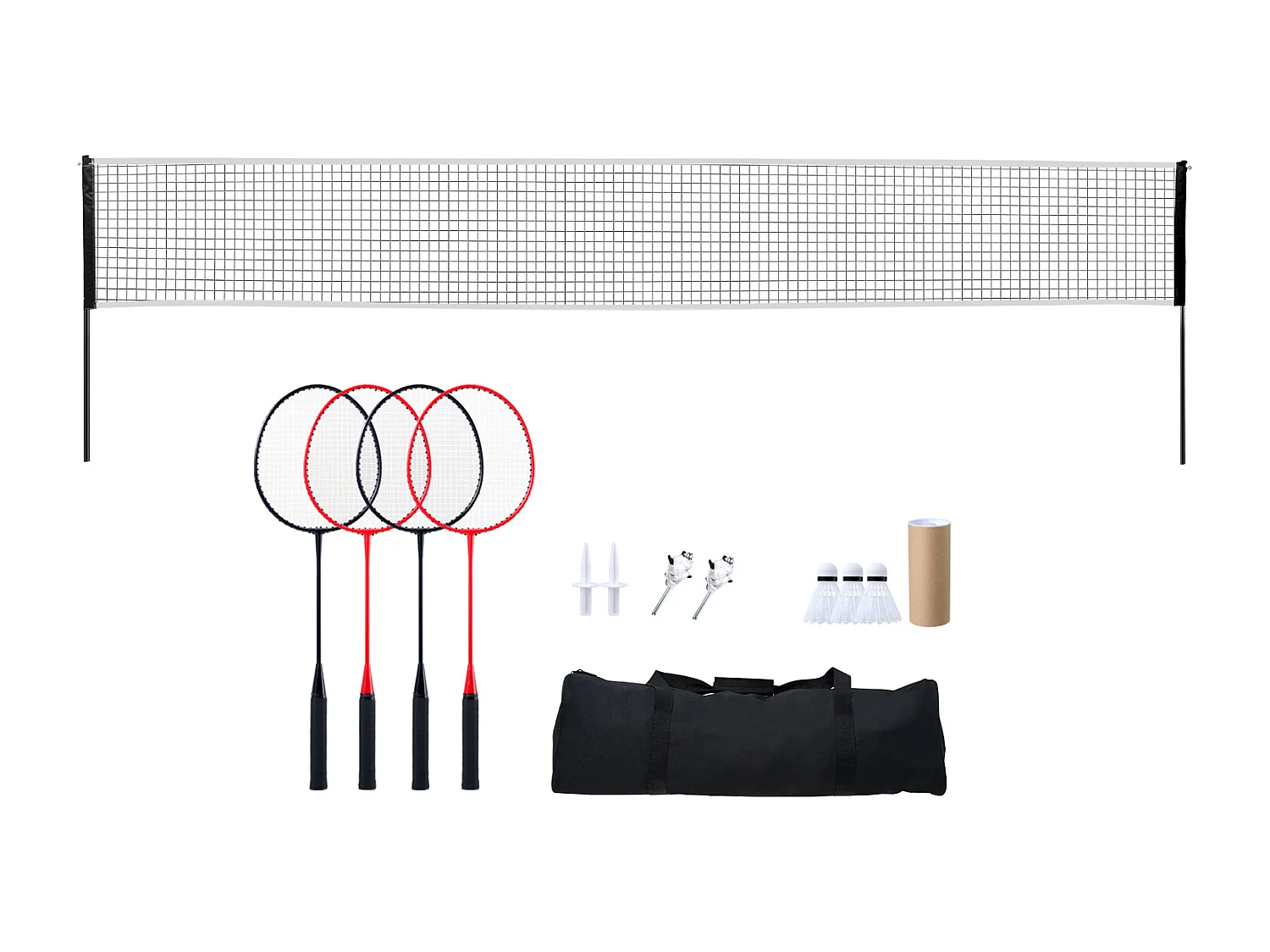 Filet de Badminton SucceBuy, Set Filet de Badminton Portable Extérieur avec Raquettes et Volants