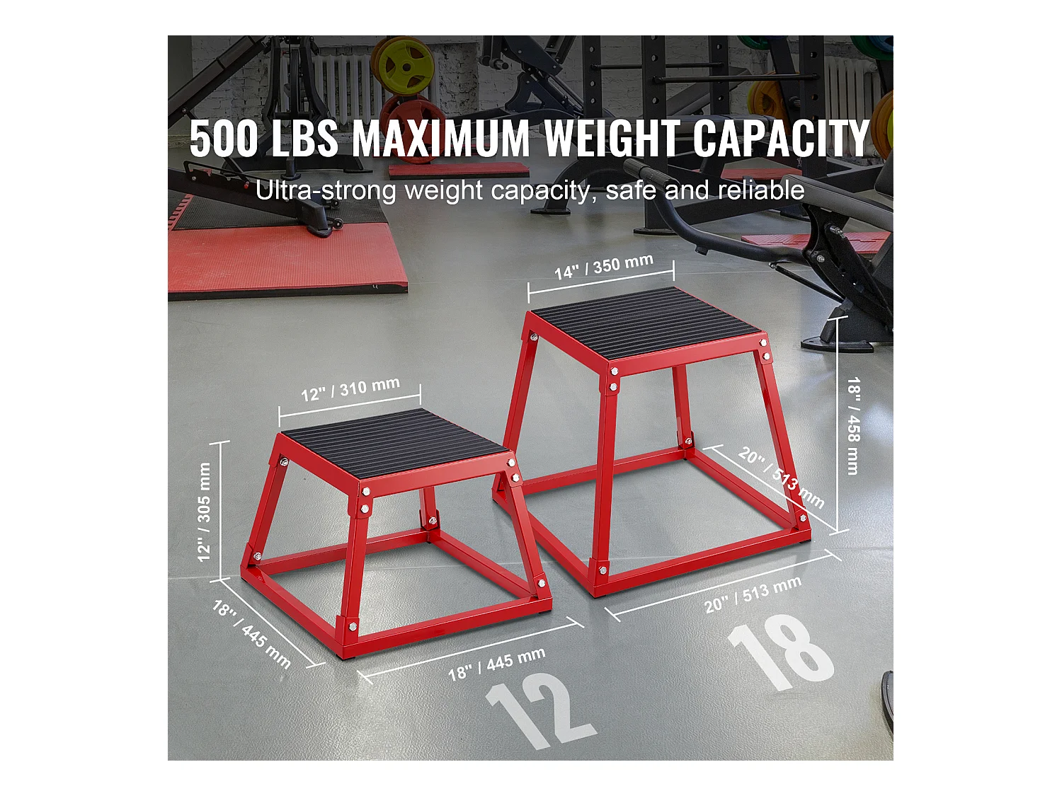 Caixa de Salto Pliométrico SucceBuy, 44,5x44,5x30,5 cm, Vermelho, Carga 227 kg, para Treinamento Pliométrico Step-up