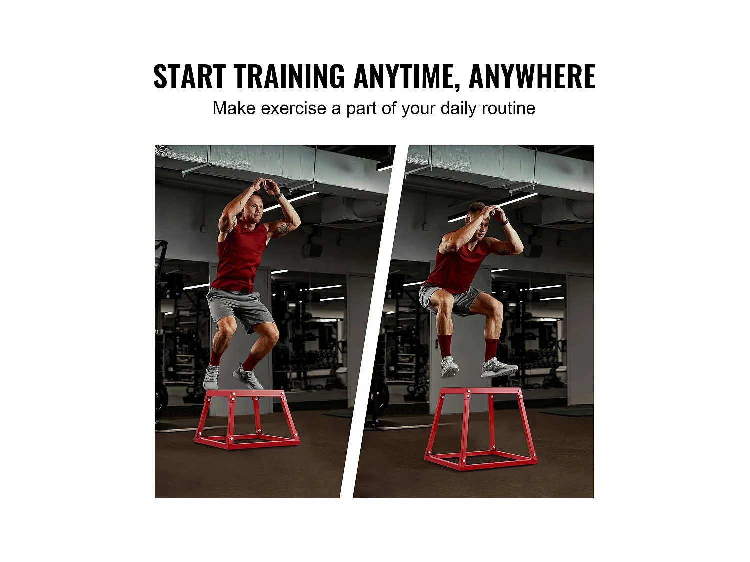 Caixa de Salto Pliométrico SucceBuy, 44,5x44,5x30,5 cm, Vermelho, Carga 227 kg, para Treinamento Pliométrico Step-up