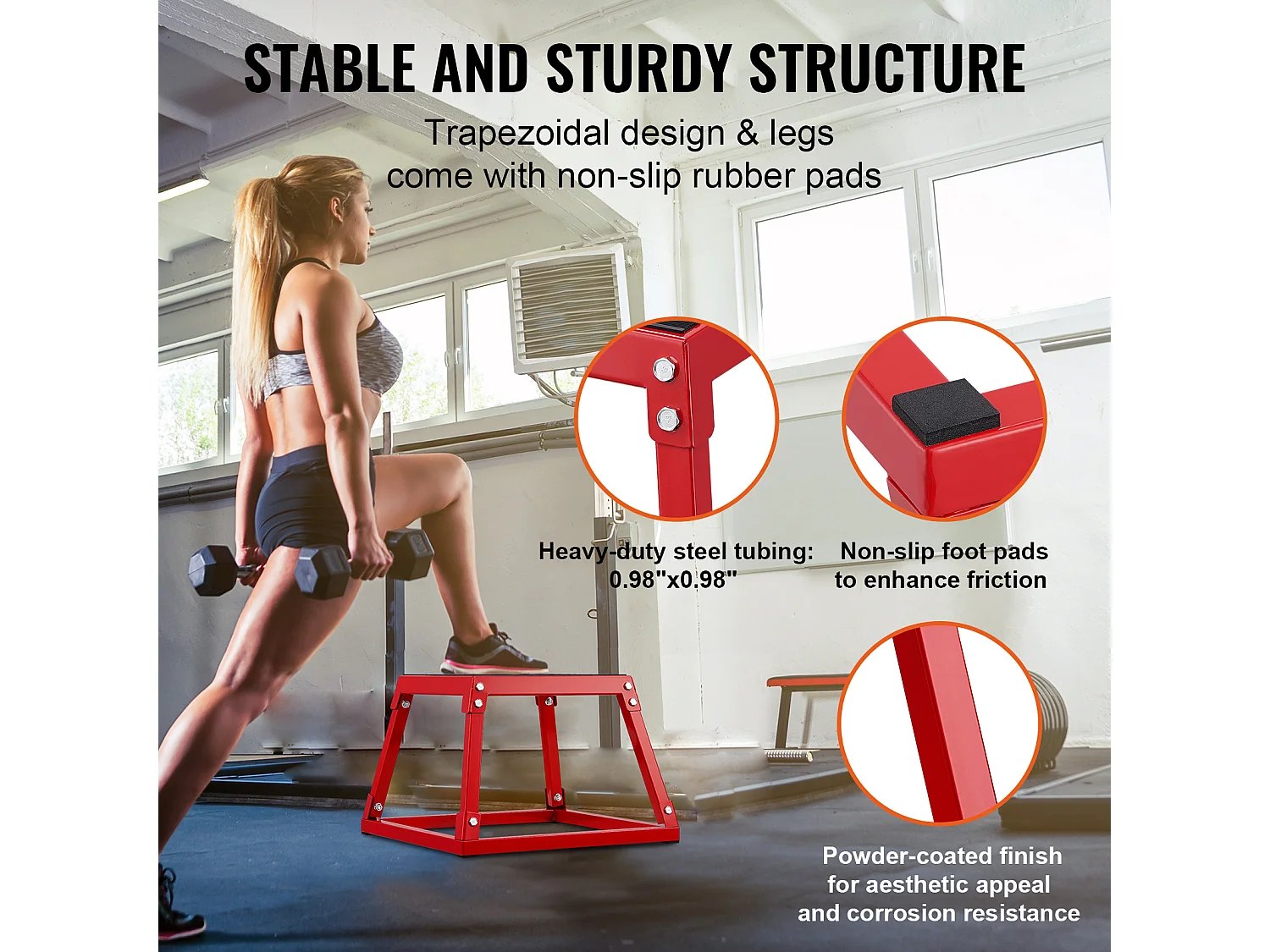 Pliometrische Springdoos SucceBuy, 44,5x44,5x30,5 cm, Rood, Lading 227 kg, voor Pliometrische Step-up-Training