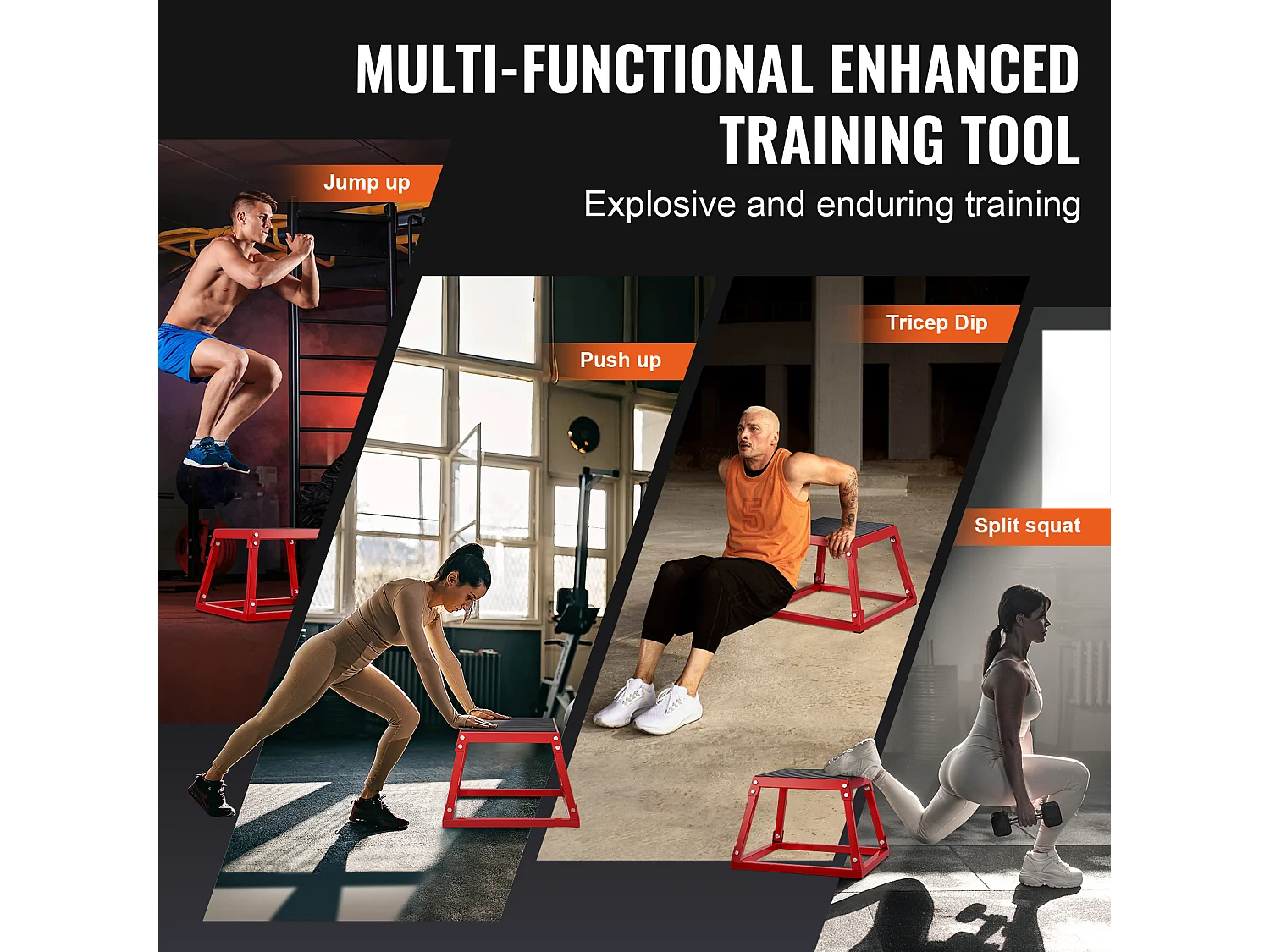 Pliometrische Springdoos SucceBuy, 44,5x44,5x30,5 cm, Rood, Lading 227 kg, voor Pliometrische Step-up-Training