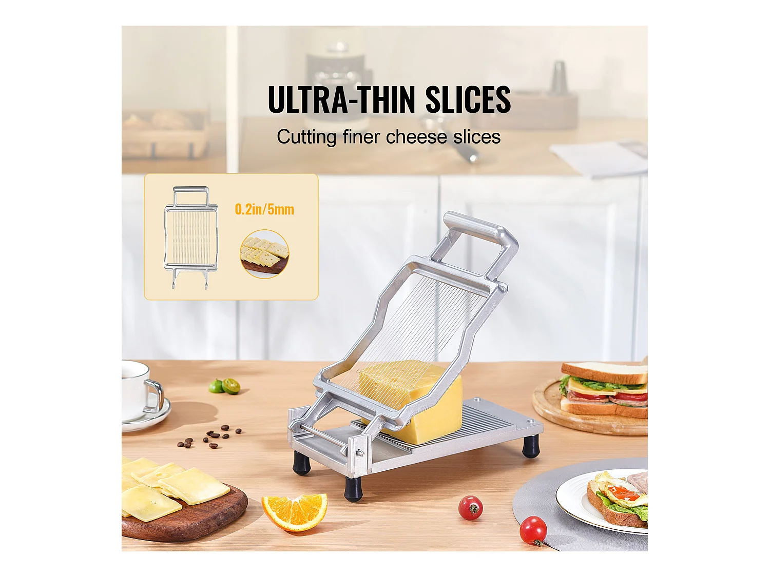 Cortador de Queso Fino SucceBuy, Hilo de 0,5 cm, para Queso, Cocina, 0 V, Aleación de Aluminio, Plata