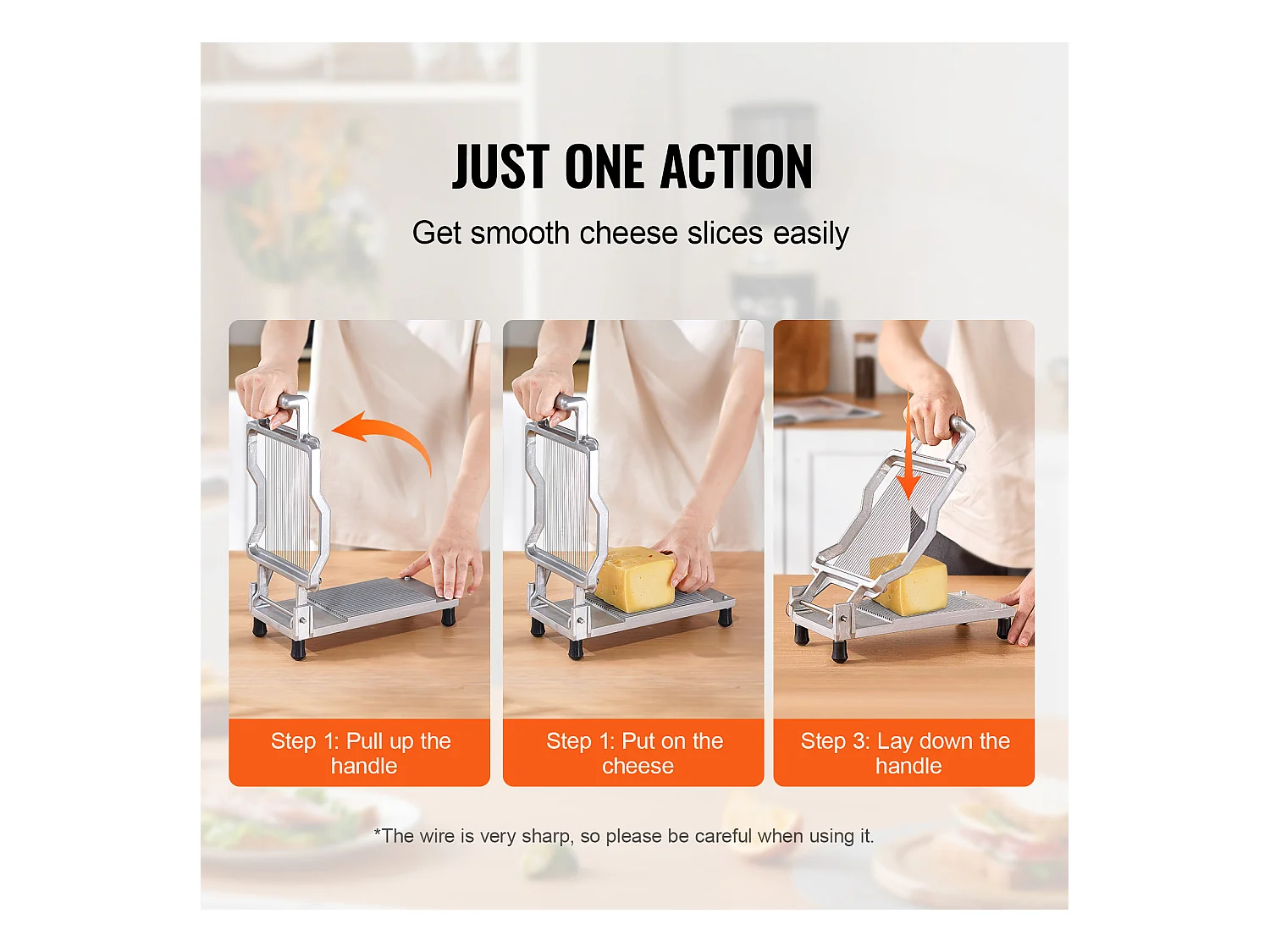 Cortador de Queso Fino SucceBuy, Hilo de 0,5 cm, para Queso, Cocina, 0 V, Aleación de Aluminio, Plata