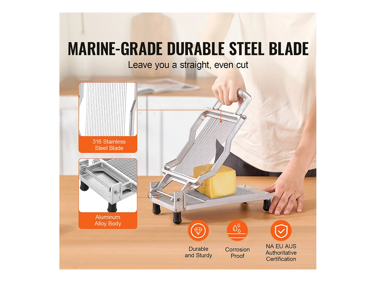 Cortador de Queso Fino SucceBuy, Hilo de 0,5 cm, para Queso, Cocina, 0 V, Aleación de Aluminio, Plata