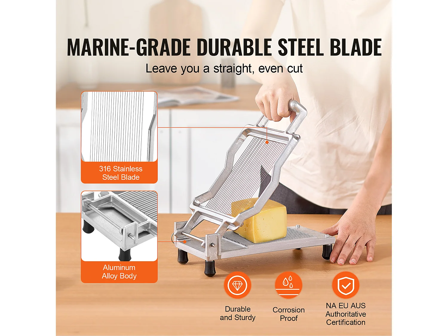 Fijne Kaasschaaf SucceBuy, 0,5 cm Draad, Kaas, Keuken, 0 V, Aluminiumlegering, Zilver