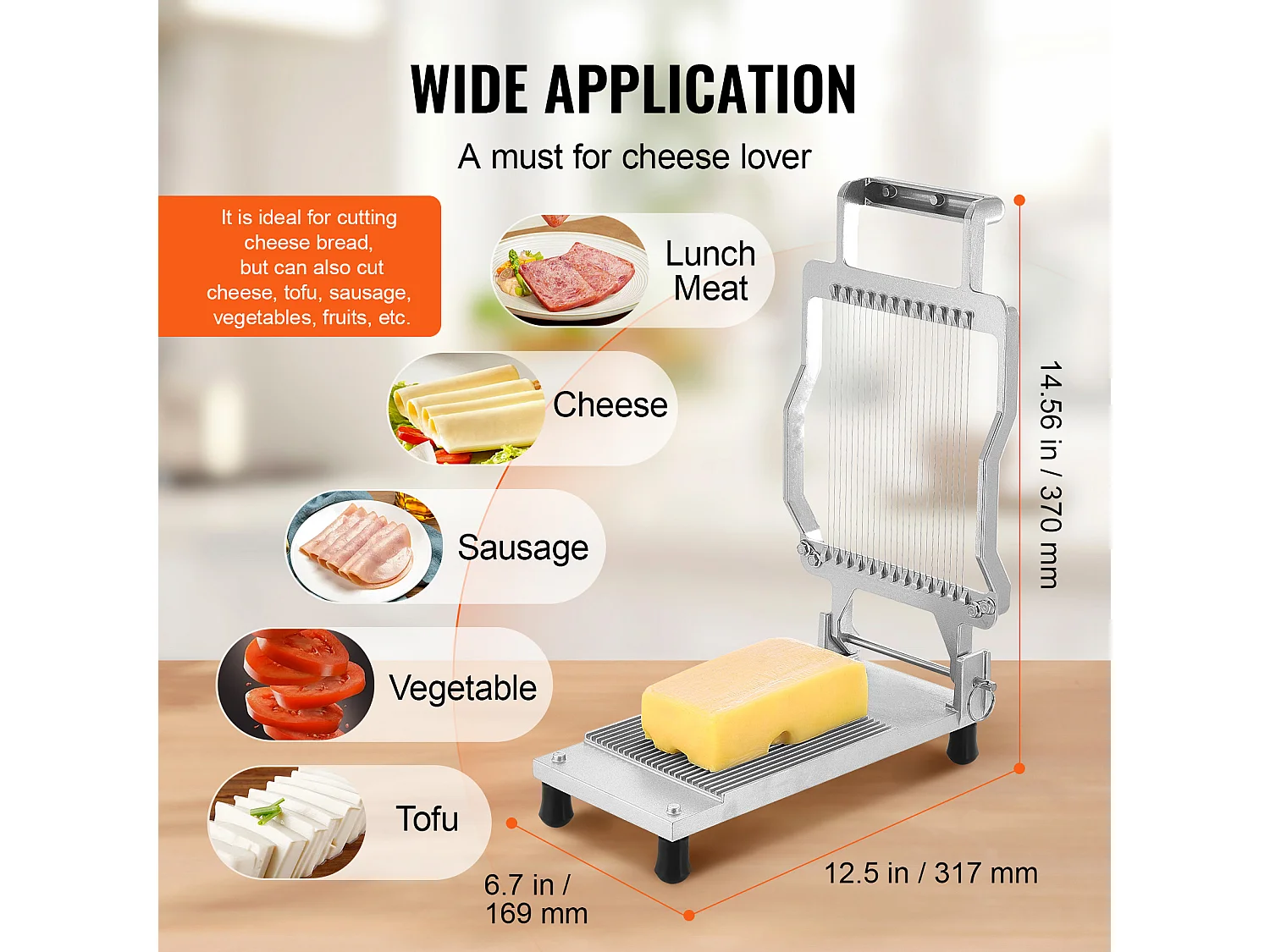 Fijne Kaasschaaf SucceBuy, 0,5 cm Draad, Kaas, Keuken, 0 V, Aluminiumlegering, Zilver