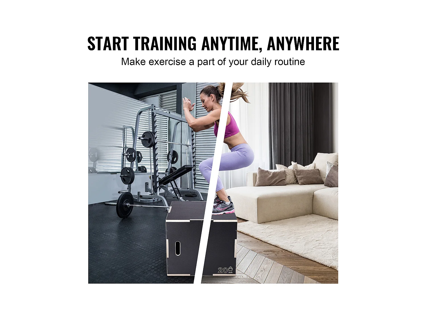 Pliometrischer Sprungkasten SucceBuy, 3 in 1, Trainings-Sprungkiste Fitness, 76/60/50 cm