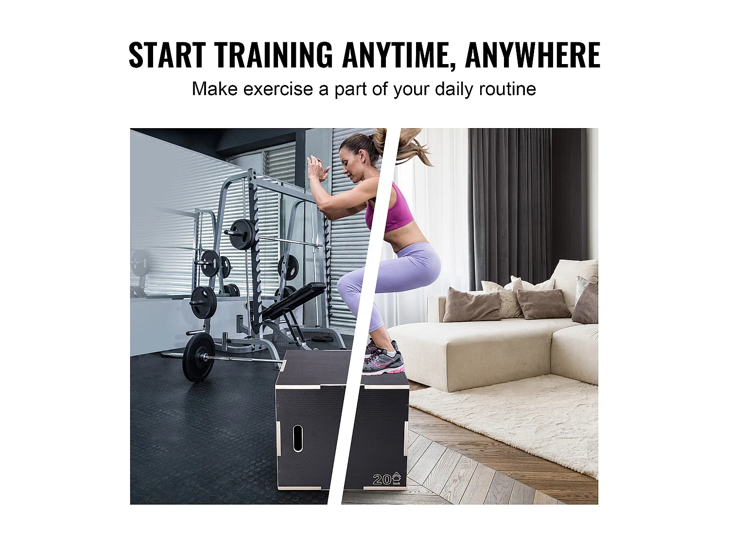 Pliometrischer Sprungkasten SucceBuy, 3 in 1, Trainings-Sprungkiste Fitness, 76/60/50 cm