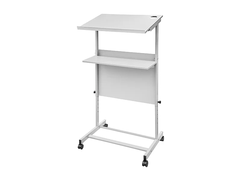 Support de Podium SucceBuy, Pupitre Portable avec 4 Roulettes, Support de Podium Réglable en Hauteur, Étagère de Rangement Inférieure