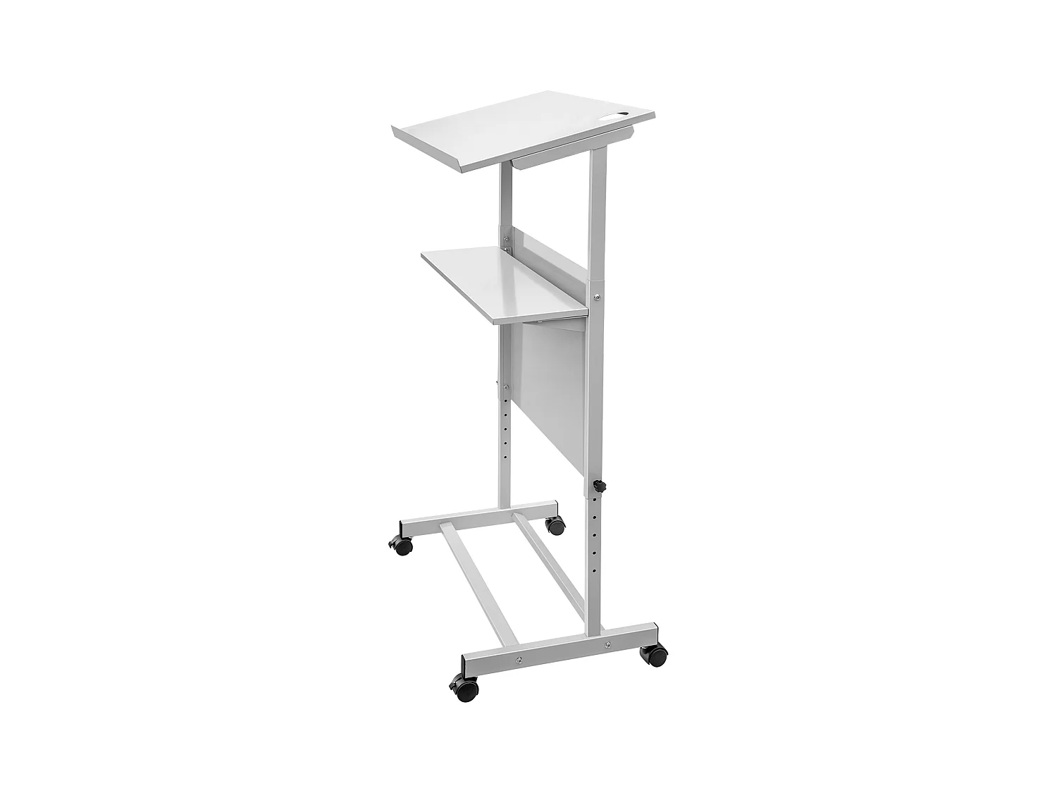 Support de Podium SucceBuy, Pupitre Portable avec 4 Roulettes, Support de Podium Réglable en Hauteur, Étagère de Rangement Inférieure
