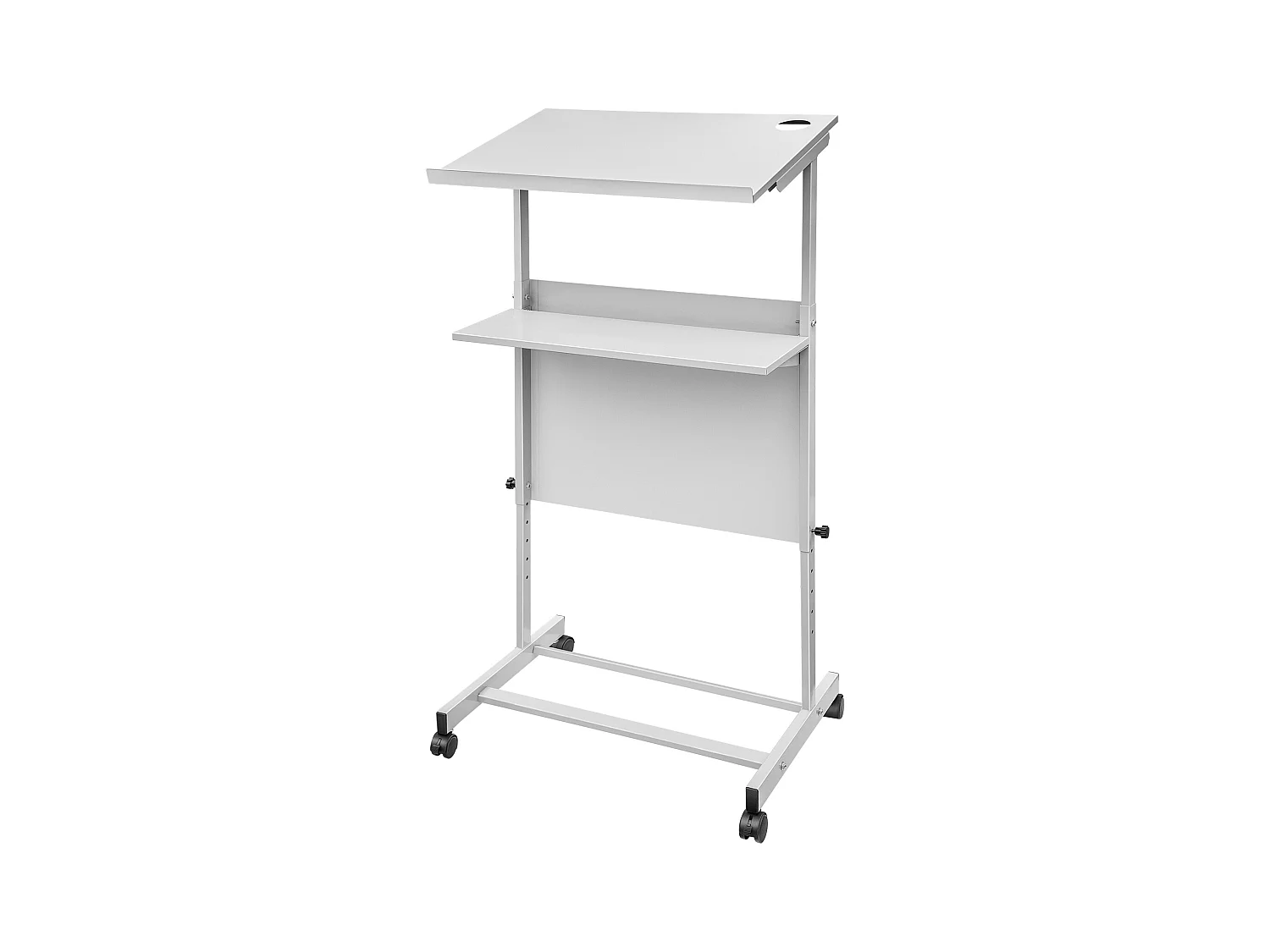 Support de Podium SucceBuy, Pupitre Portable avec 4 Roulettes, Support de Podium Réglable en Hauteur, Étagère de Rangement Inférieure