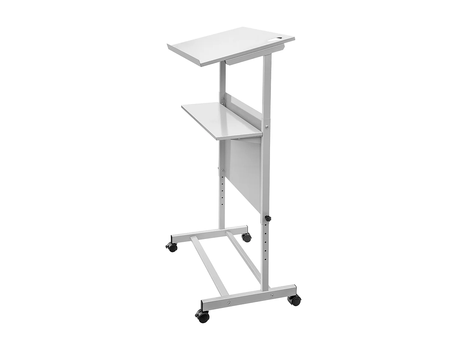 Support de Podium SucceBuy, Pupitre Portable avec 4 Roulettes, Support de Podium Réglable en Hauteur, Étagère de Rangement Inférieure