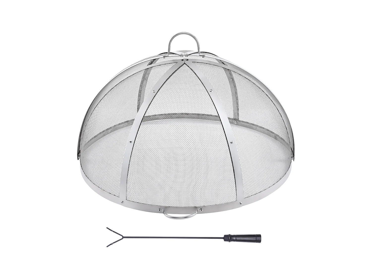 Couvercle de Protection SucceBuy Anti-Étincelles pour Foyer Rond à Bois de 102cm en Acier Inoxydable, Couvercle Rond pour Anneau de Foyer Extérieur