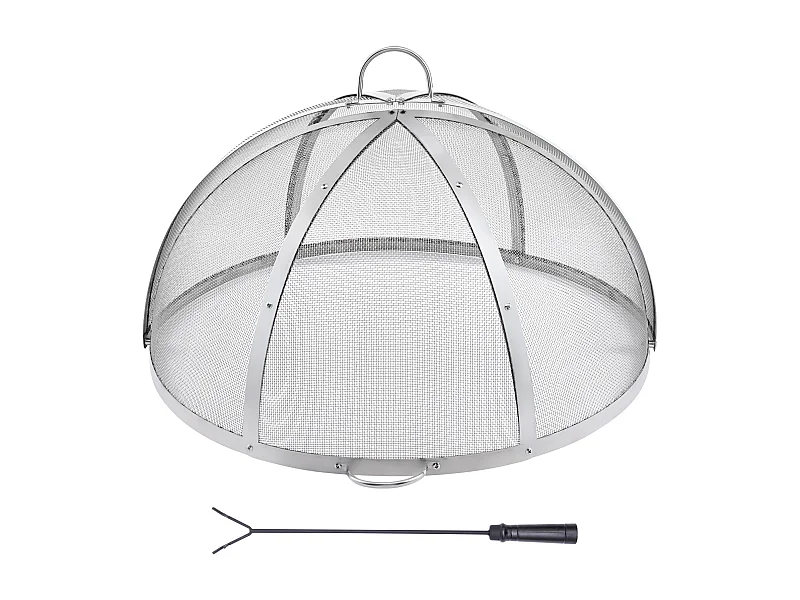 Couvercle de Protection SucceBuy Anti-Étincelles pour Foyer Rond à Bois de 102cm en Acier Inoxydable, Couvercle Rond pour Anneau de Foyer Extérieur