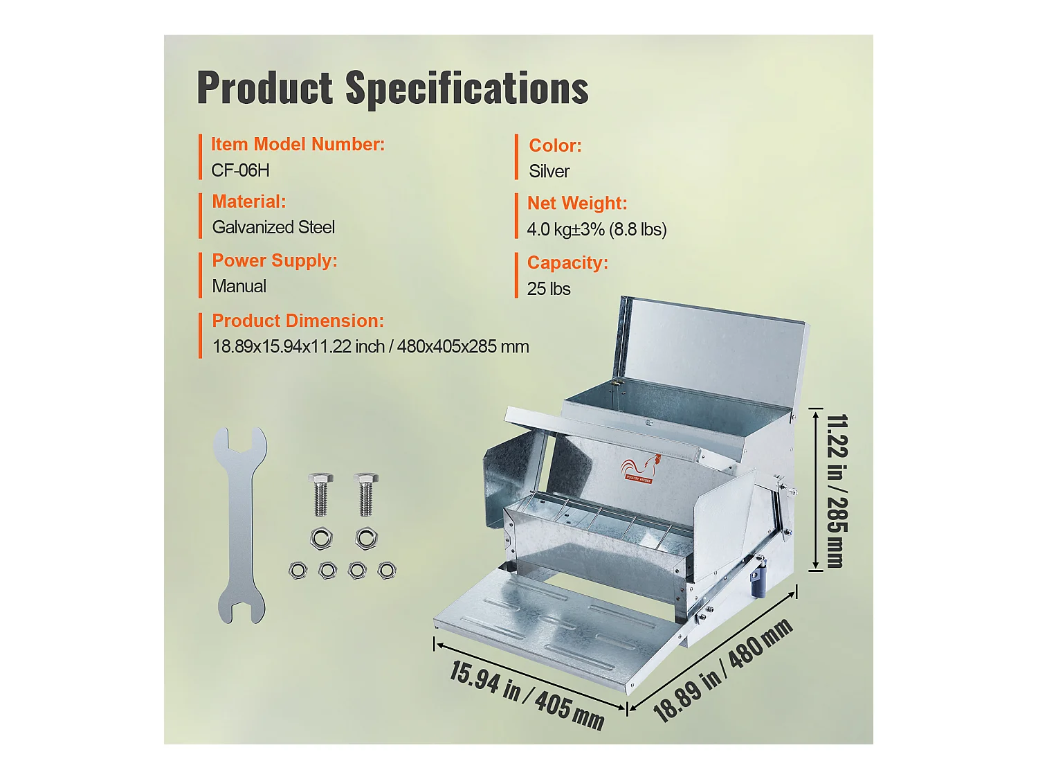 Mangeoire Automatique SucceBuy pour Poulets, Acier Galvanisé, Capacité de 11 kg, pour 10 Poulets