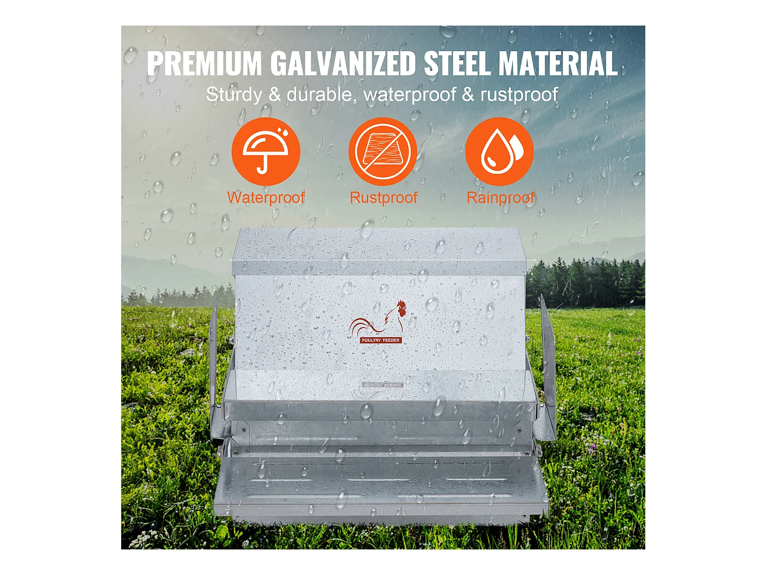 Mangeoire Automatique SucceBuy pour Poulets, Acier Galvanisé, Capacité de 11 kg, pour 10 Poulets