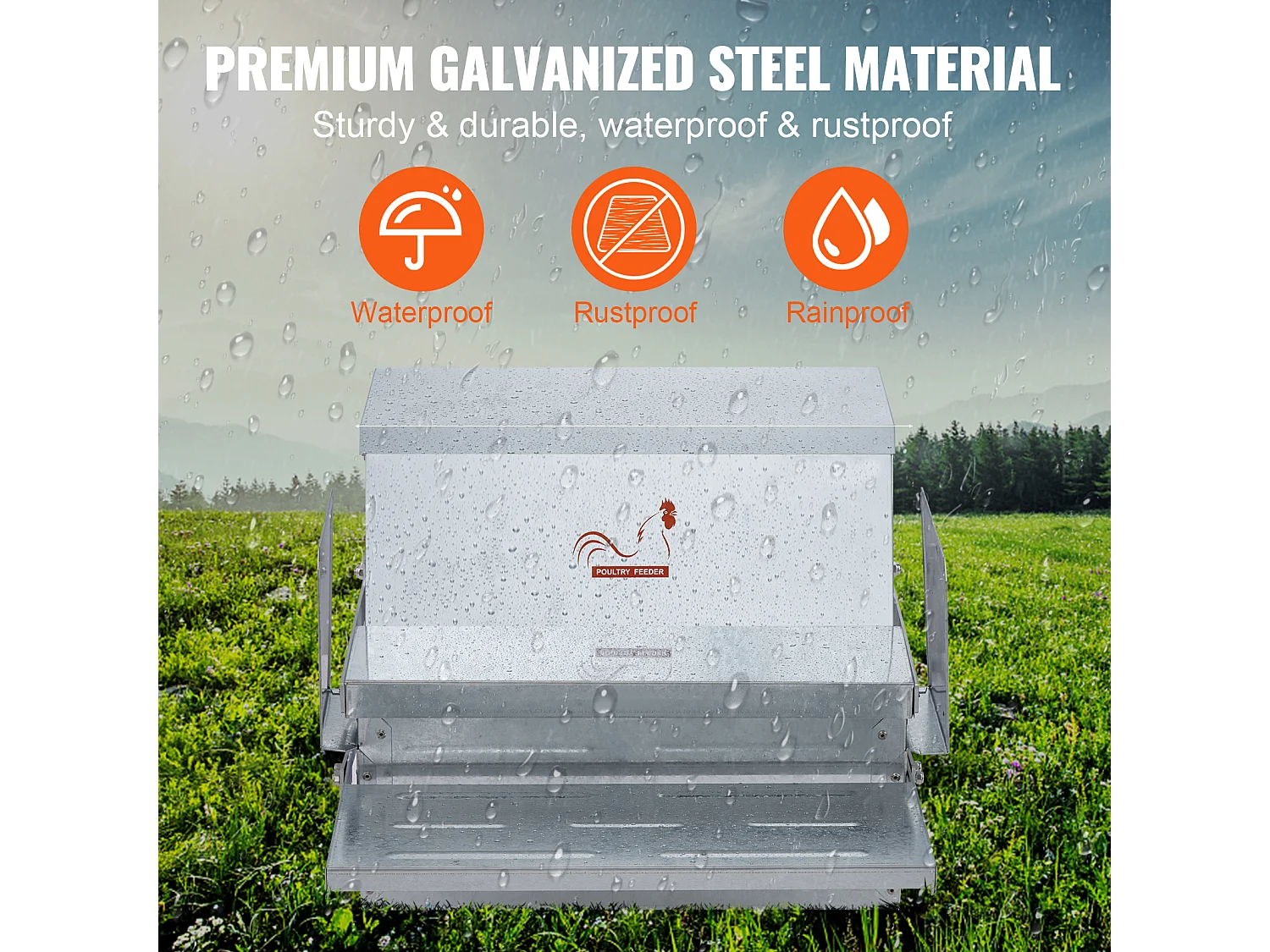 Comedero Automático SucceBuy para Pollos, Acero Galvanizado, Capacidad de 11 kg, para 10 Pollos