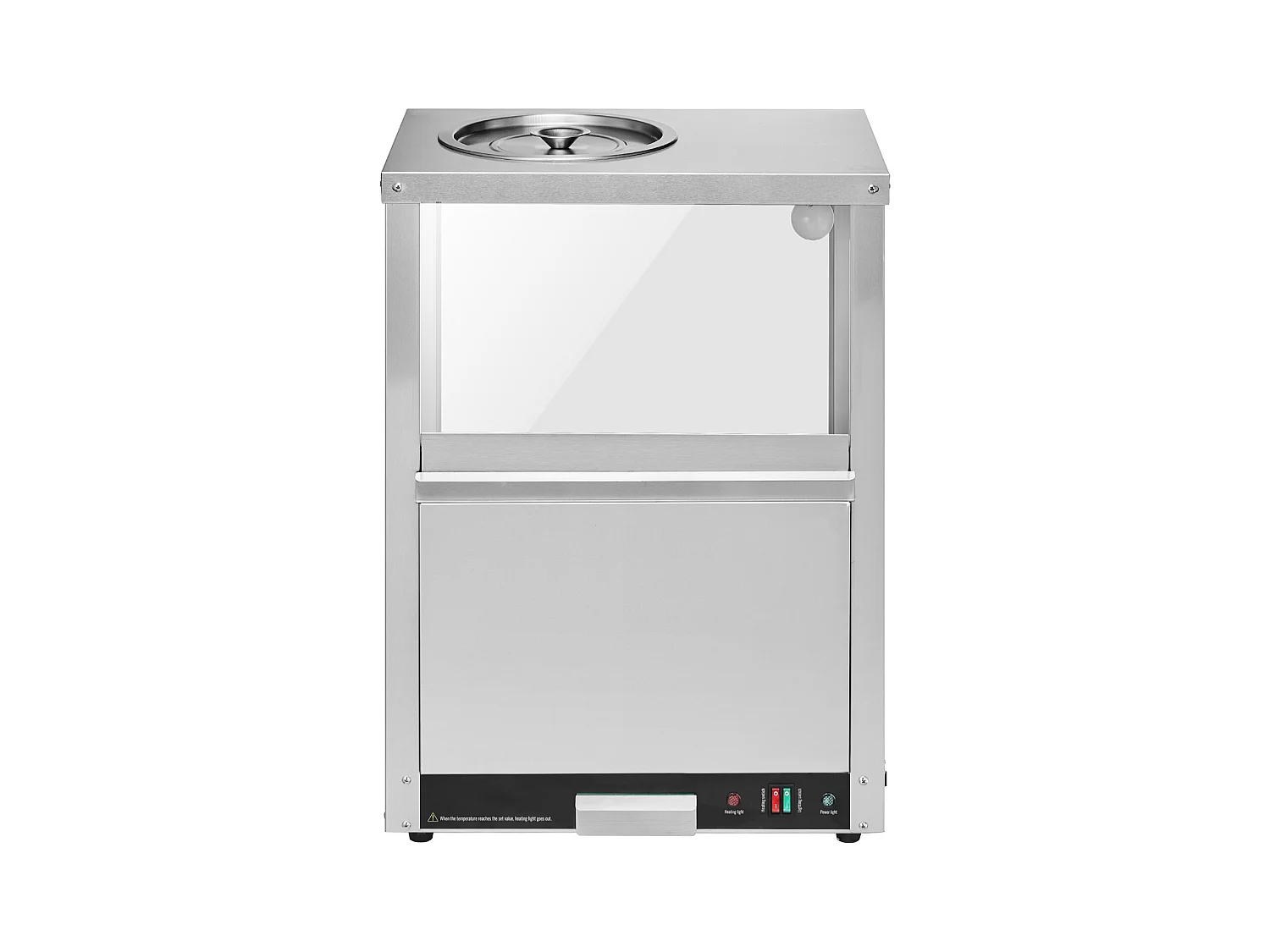 Vitrine Chauffante SucceBuy, Chauffe-Chips Nachos 80L, Haute Qualité et Pratique, Acier inoxydable, Base Chauffante et Lampe Chauffante