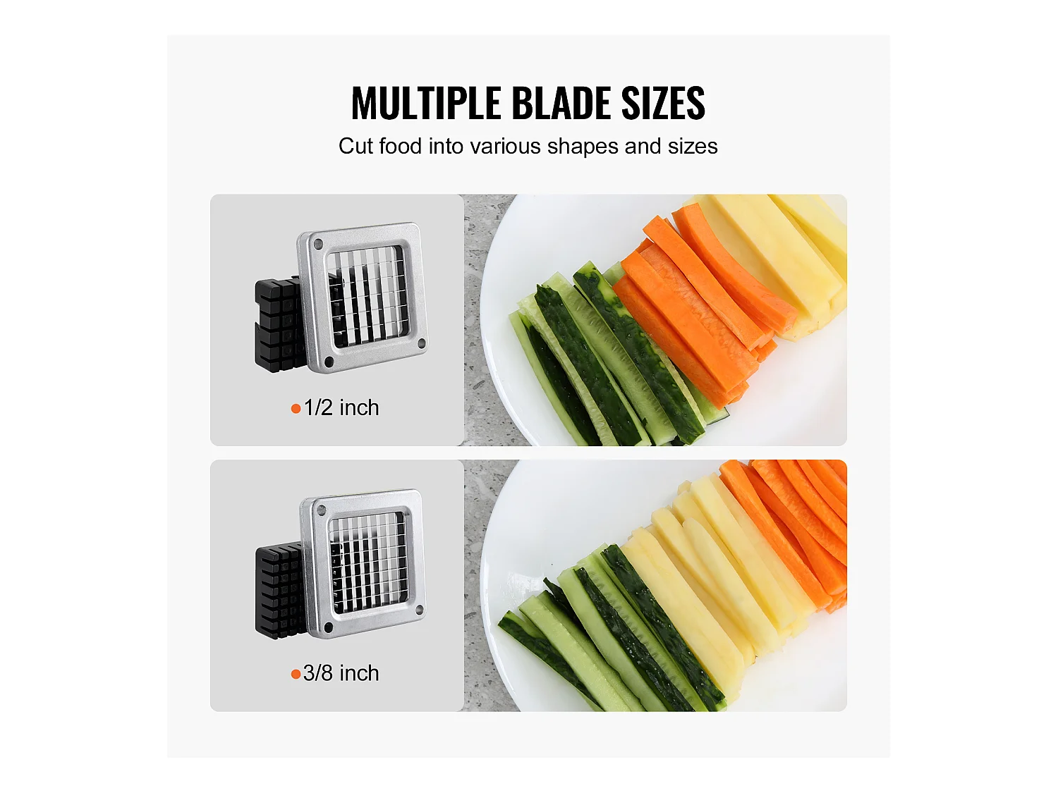 Coupe-frites et Légumes, SucceBuy Coupe-frites, Trancheuse à Pommes de Terre et Légumes en Acier Inoxydable, 2 Lames