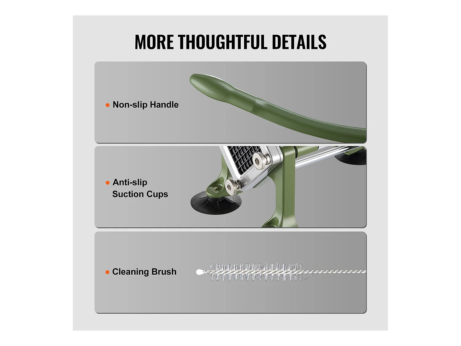 Coupe-frites et Légumes, SucceBuy Coupe-frites, Trancheuse à Pommes de Terre et Légumes en Acier Inoxydable, 2 Lames