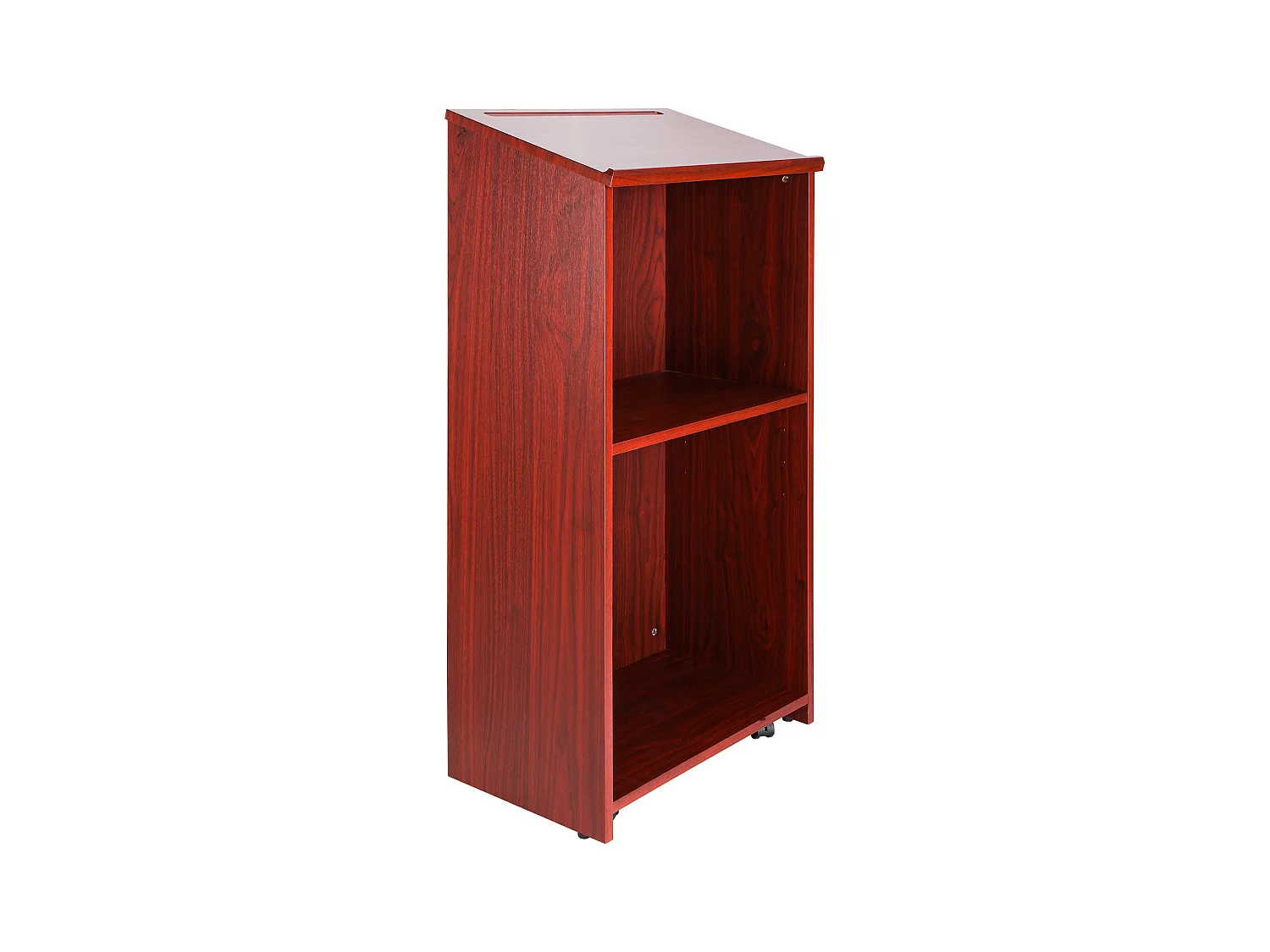 Support de Podium SucceBuy, Support d'Hôtesse de 120 cm avec 4 Roulettes, Podium en Bois avec Étagères de Rangement Réglables