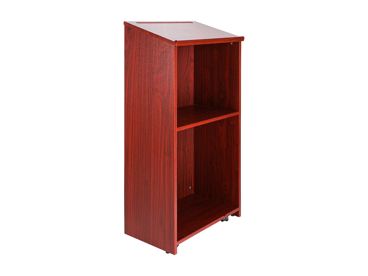 Support de Podium SucceBuy, Support d'Hôtesse de 120 cm avec 4 Roulettes, Podium en Bois avec Étagères de Rangement Réglables