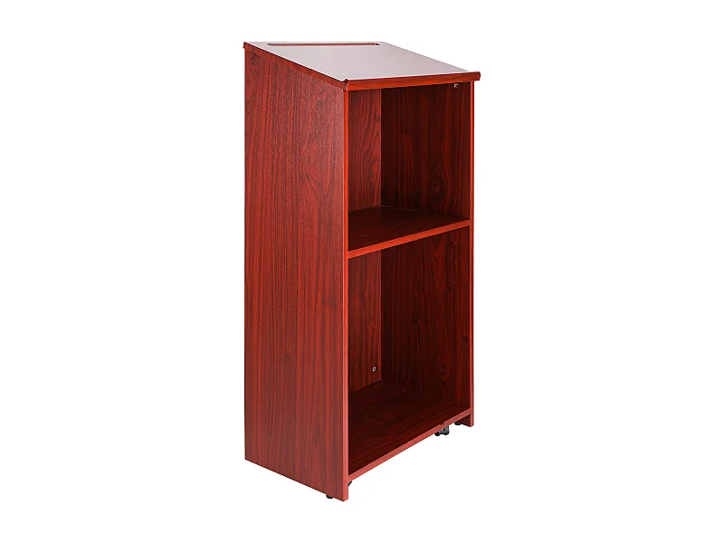 Support de Podium SucceBuy, Support d'Hôtesse de 120 cm avec 4 Roulettes, Podium en Bois avec Étagères de Rangement Réglables