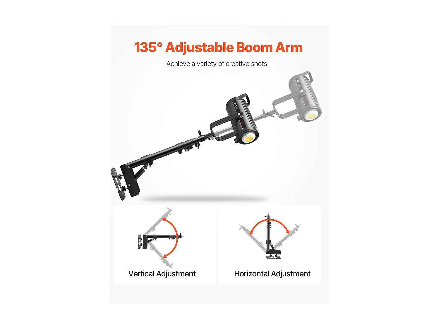 Stativ Oświetleniowy SucceBuy z Ramieniem Trójkątnym , 100 cm, Oświetlenie Pierścieniowe