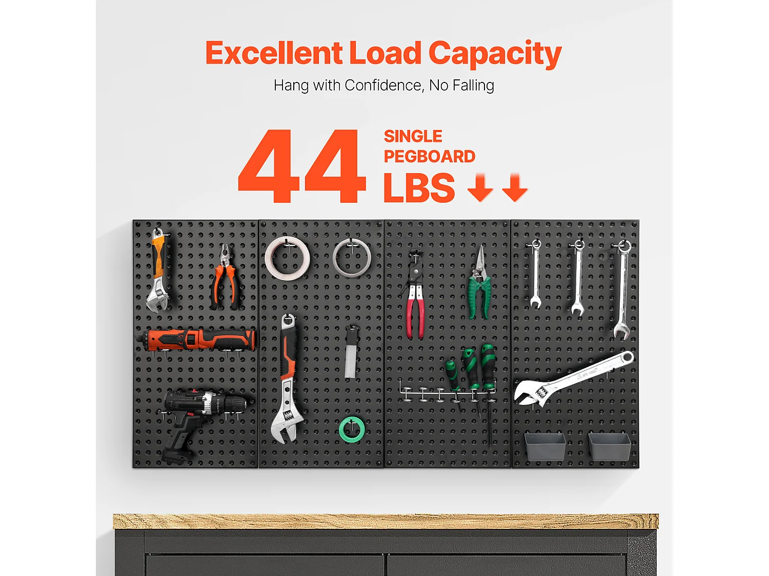 Lochbleche aus Metall SucceBuy, 4 Bleche, 609,6 x 304,8 mm, für Werkzeuge in der Garage