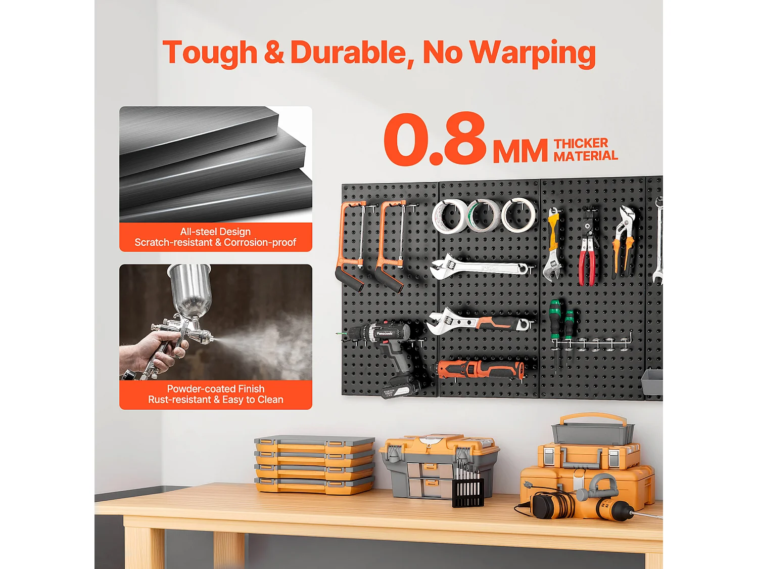 Paneles Perforados de Metal SucceBuy, 4 Paneles, 609,6 x 304,8 mm, para Herramientas de Taller