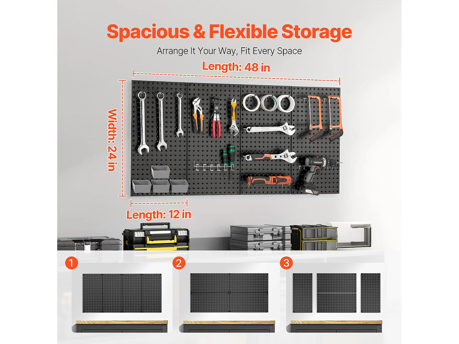 Paneles Perforados de Metal SucceBuy, 4 Paneles, 609,6 x 304,8 mm, para Herramientas de Taller