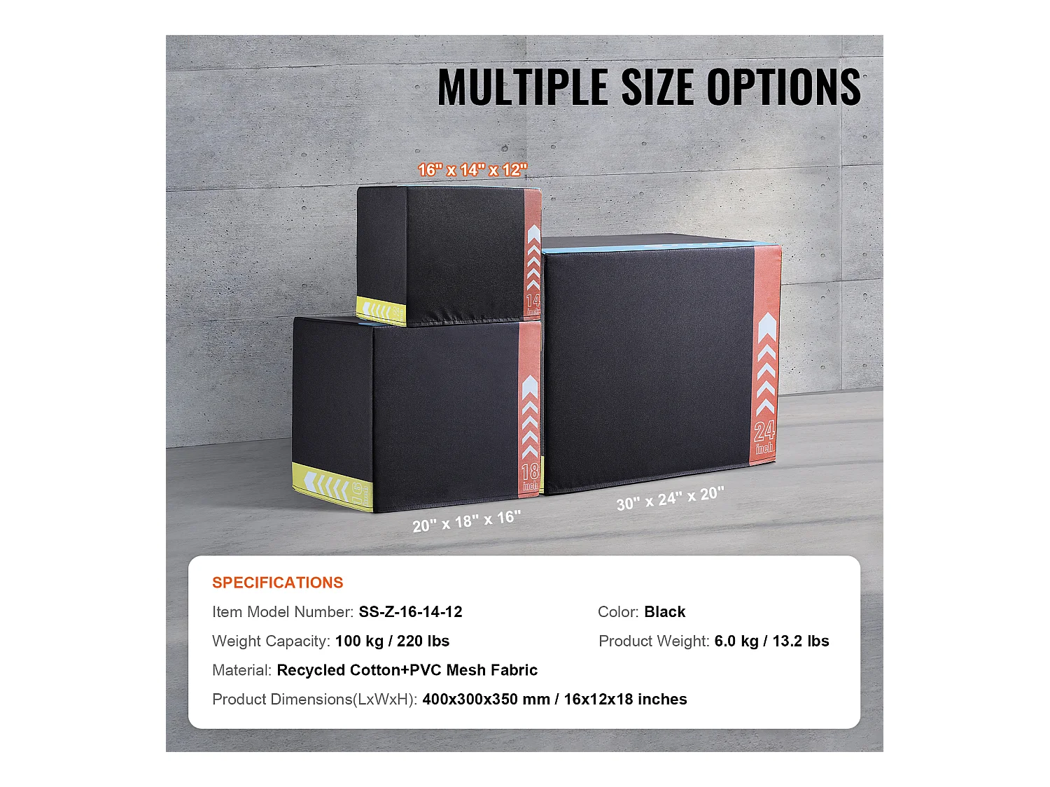 Boîte de Saut Pliométrique SucceBuy, 3 en 1, Boîte à Saut 40 cm 35 cm 30 cm, pour Entraînement Pliométrique Step-up