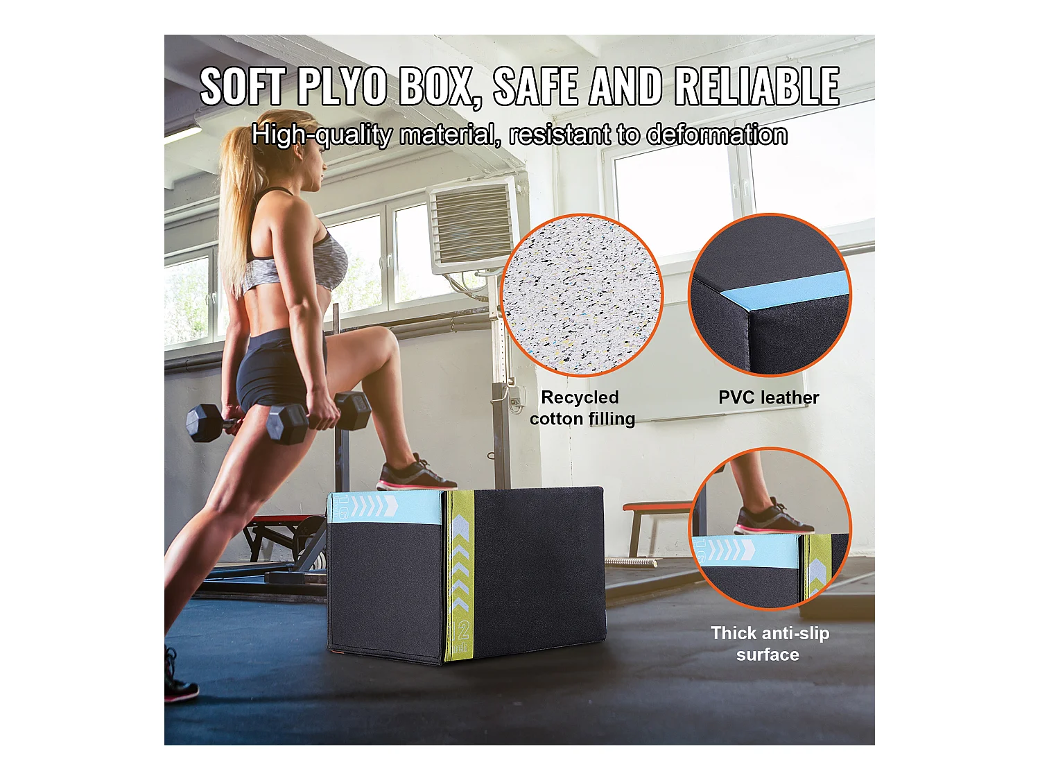 Boîte de Saut Pliométrique SucceBuy, 3 en 1, Boîte à Saut 40 cm 35 cm 30 cm, pour Entraînement Pliométrique Step-up