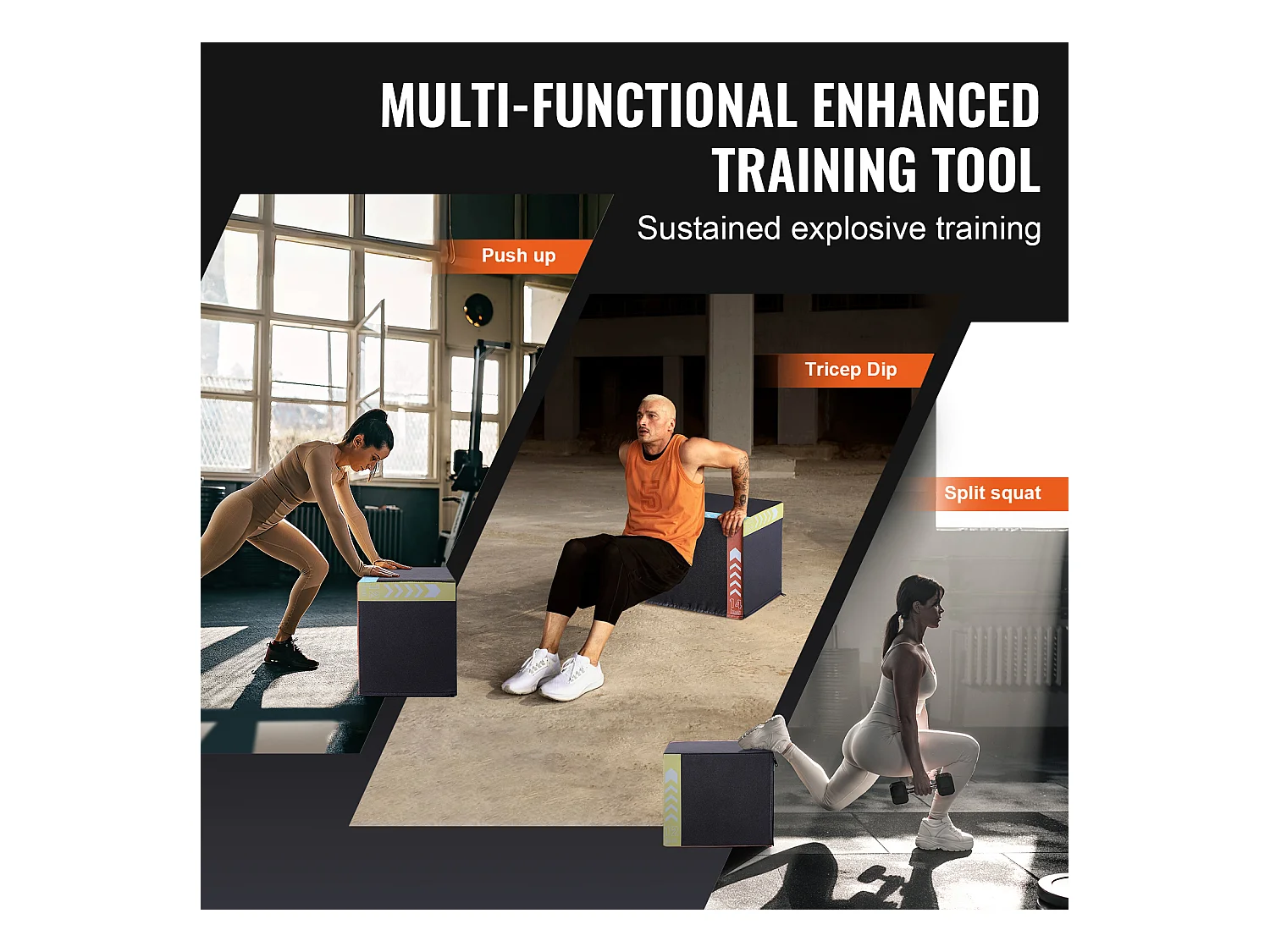 Boîte de Saut Pliométrique SucceBuy, 3 en 1, Boîte à Saut 40 cm 35 cm 30 cm, pour Entraînement Pliométrique Step-up