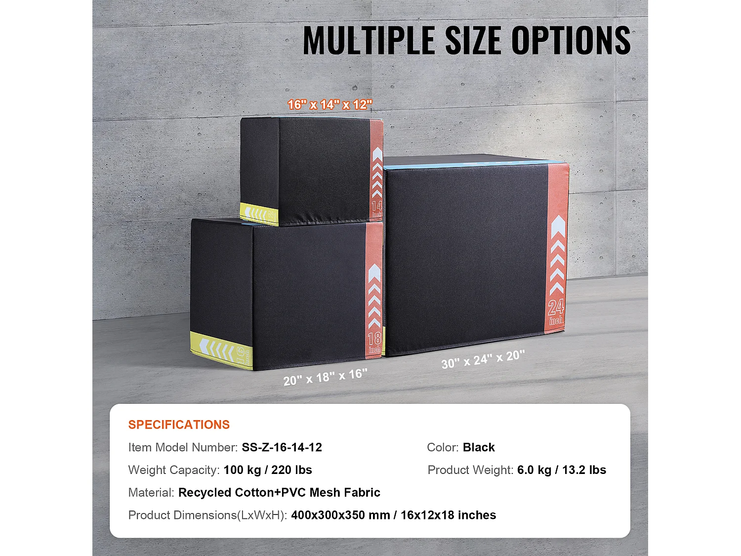 Boîte de Saut Pliométrique SucceBuy, 3 en 1, Boîte à Saut 40 cm 35 cm 30 cm, pour Entraînement Pliométrique Step-up